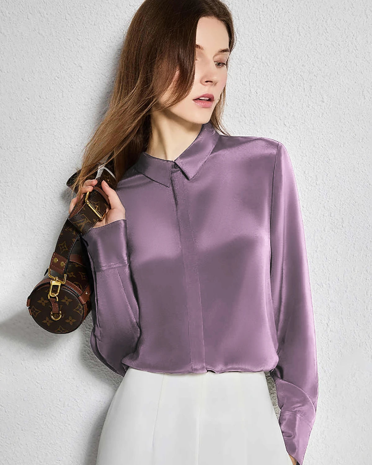 30 Momme Pure Silk Concealed Button Shirt for Women - Elegant & Breathable Blouse for Work, Office, and Special Occasions