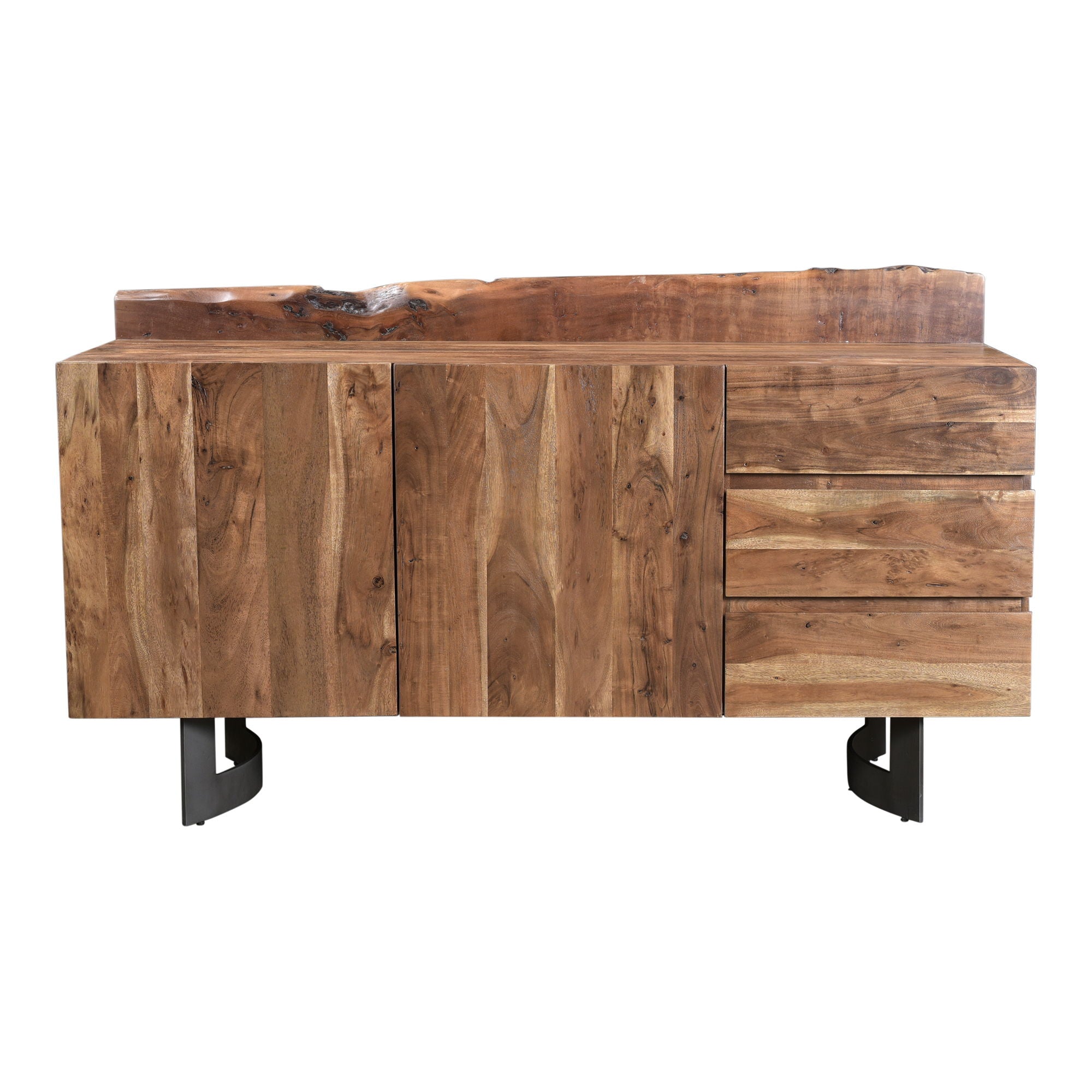 Modern Bent Sideboard with Smoked Glass - Stylish Storage for Living Room, Dining Room, or Entryway