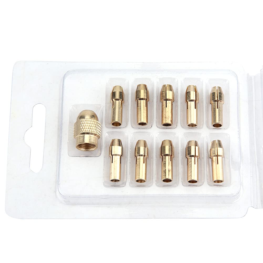 11-Piece 4-Jaw Copper Drill Chuck Collet Set for Mini Electric Grinder & Rotary Tools (0.5-3.2mm) - Precision Accessories for Woodworking, Metalworking & DIY Projects