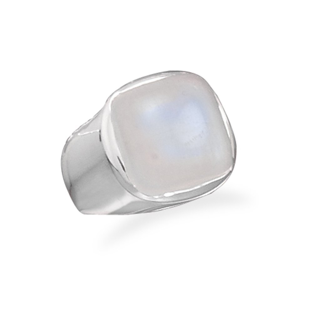 Rainbow Moonstone Ring - Sterling Silver Square Polished Gemstone Jewelry for Women - Perfect for Everyday Wear, Gift Giving & Special Occasions