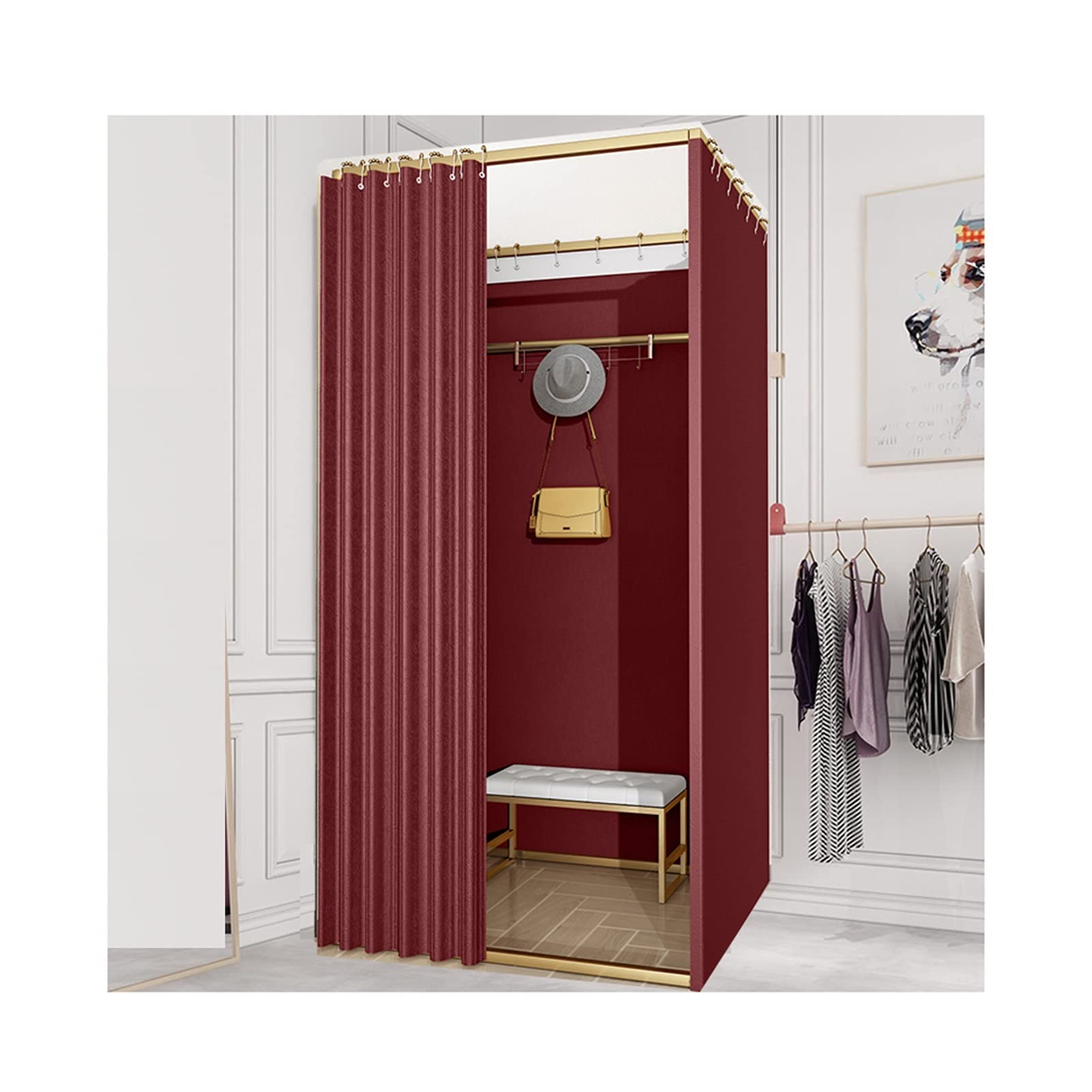 XYUfly20 Portable Dressing Room Privacy Screen - Detachable Square Rail & Curtain Kit for Clothing Stores, Offices, Outdoor Tents, Privacy Showers, and Dry Toilets | Perfect for Retail Fitting Rooms, Camping Privacy Solutions, and Temporary Changing Areas