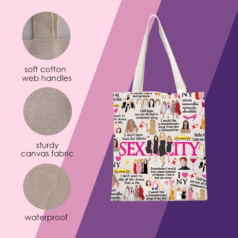 Sex and the City Inspired Tote Bag - Perfect Gift for TV Series Fans, Romantic Comedy Lovers - Great for Shopping, Beach & Daily Use