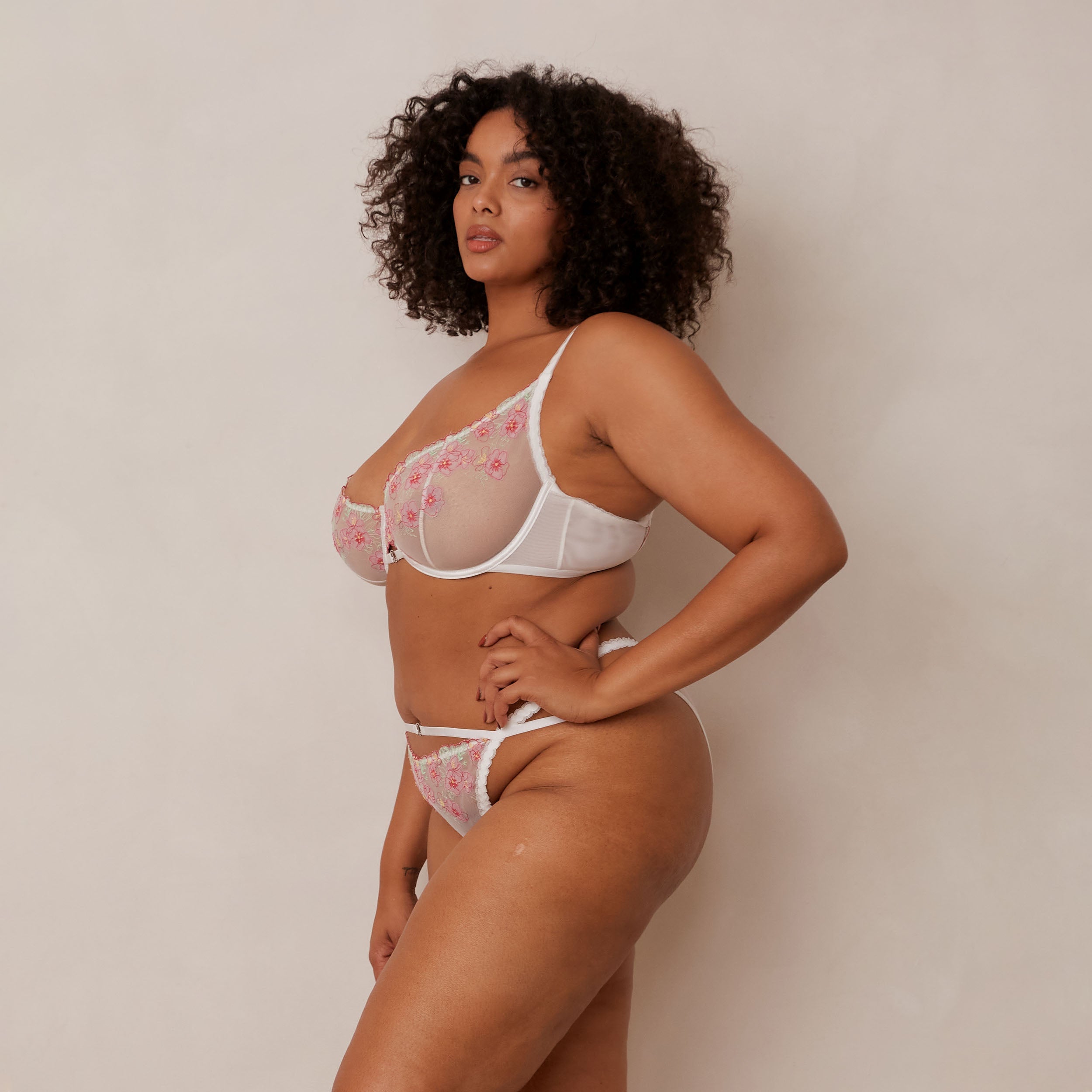 Ditsy Embroidered Balcony Bra - Lace Bralette for Women - Comfortable Underwire Push Up Bra - Perfect for Everyday Wear & Date Nights