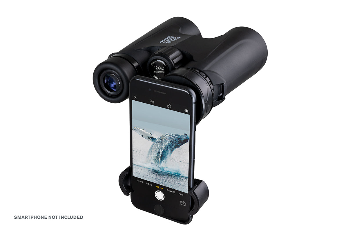Celestron Outland X 12x42mm Roof Prism Binoculars with Smartphone Adapter & Bluetooth Remote - High Powered Compact Binoculars for Bird Watching, Hiking, Travel and Stargazing
