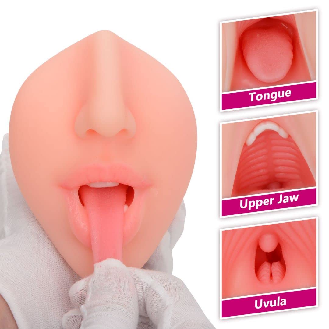 Realistic Deep Throat Male Masturbator - Lifelike Oral Sleeve with Tongue & Teeth - Pocket Stroker Sex Toy for Men - Perfect for Discreet Solo Pleasure & Enhanced Masturbation Experience at Home or Travel