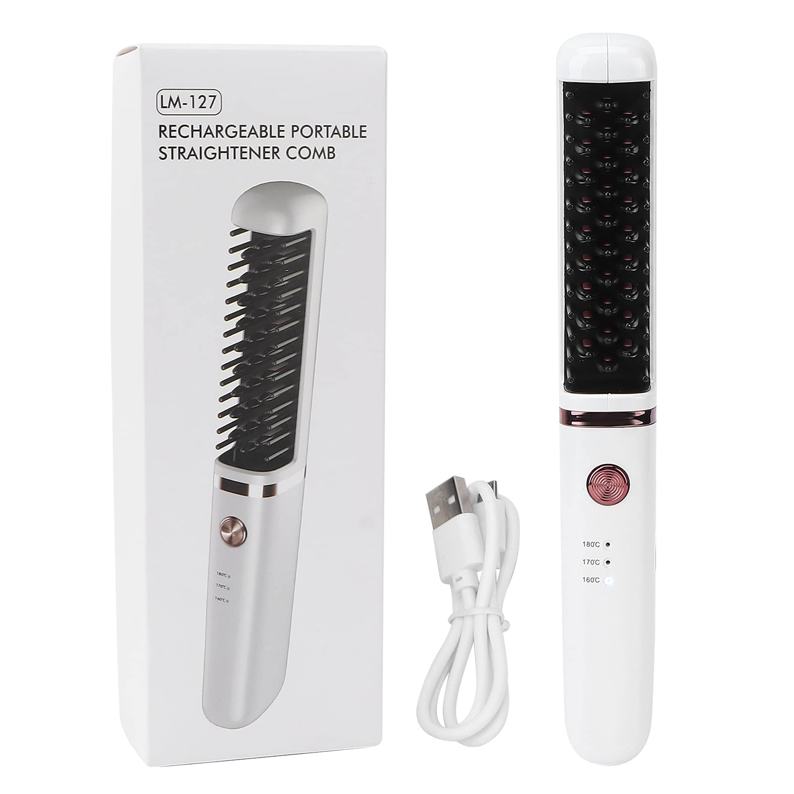 Wireless Hair Straightener Brush - Fast Heating, 3 Adjustable Temperature Settings, Anti-Scald Design, USB Rechargeable for Women & Girls | Perfect for Travel, Home & Salon Styling