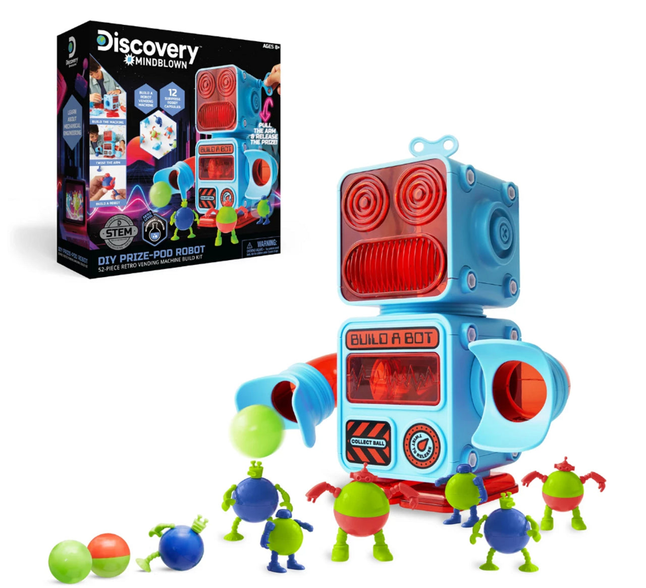 Discovery Mindblown DIY Prize Pod Robot Vending Machine Kit – STEM Educational Toy for Kids, Fun DIY Science Project & Interactive Prize Dispenser for Birthday Parties & Classroom Rewards