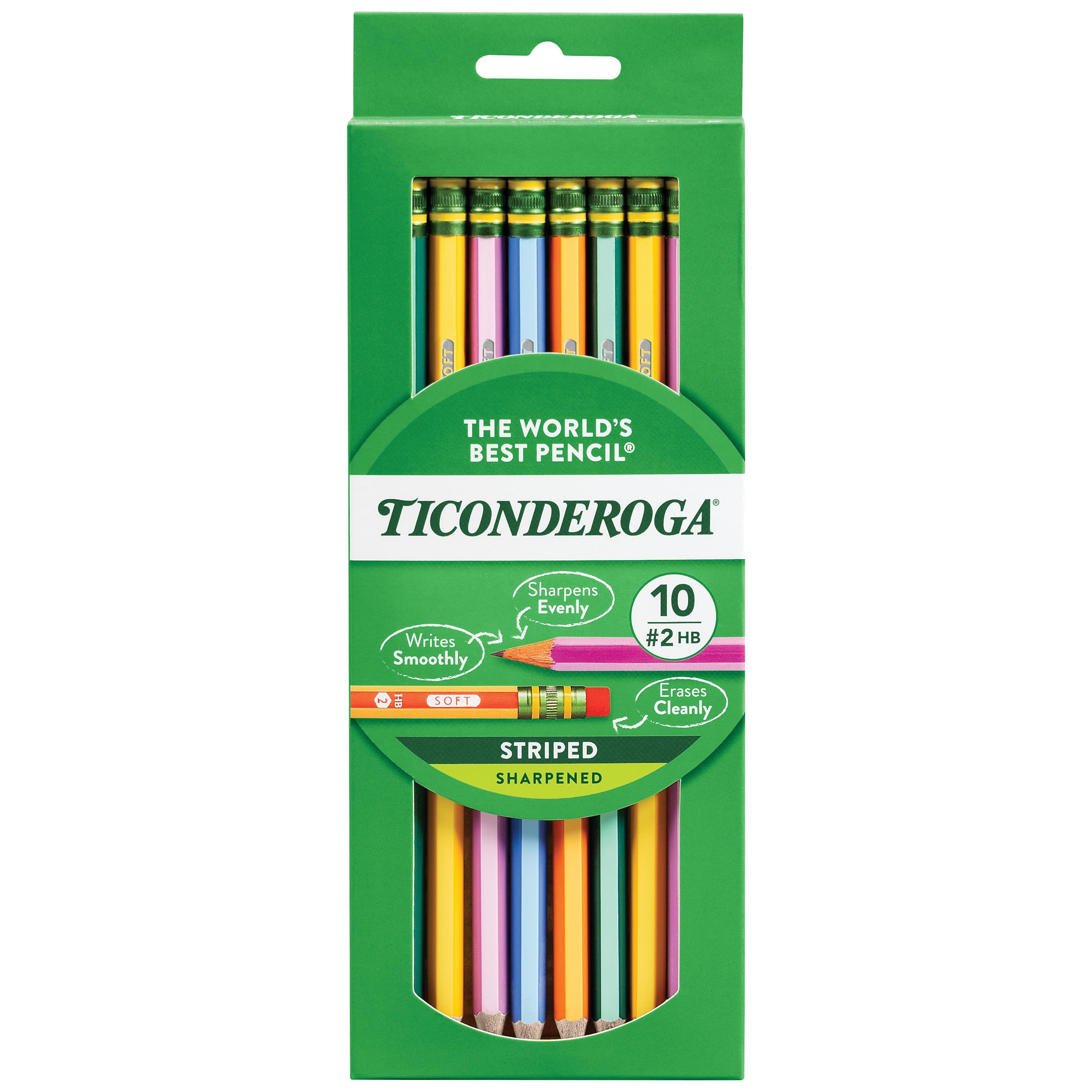 Ticonderoga HB Pencils, 10-Count Pre-Sharpened for School & Office
