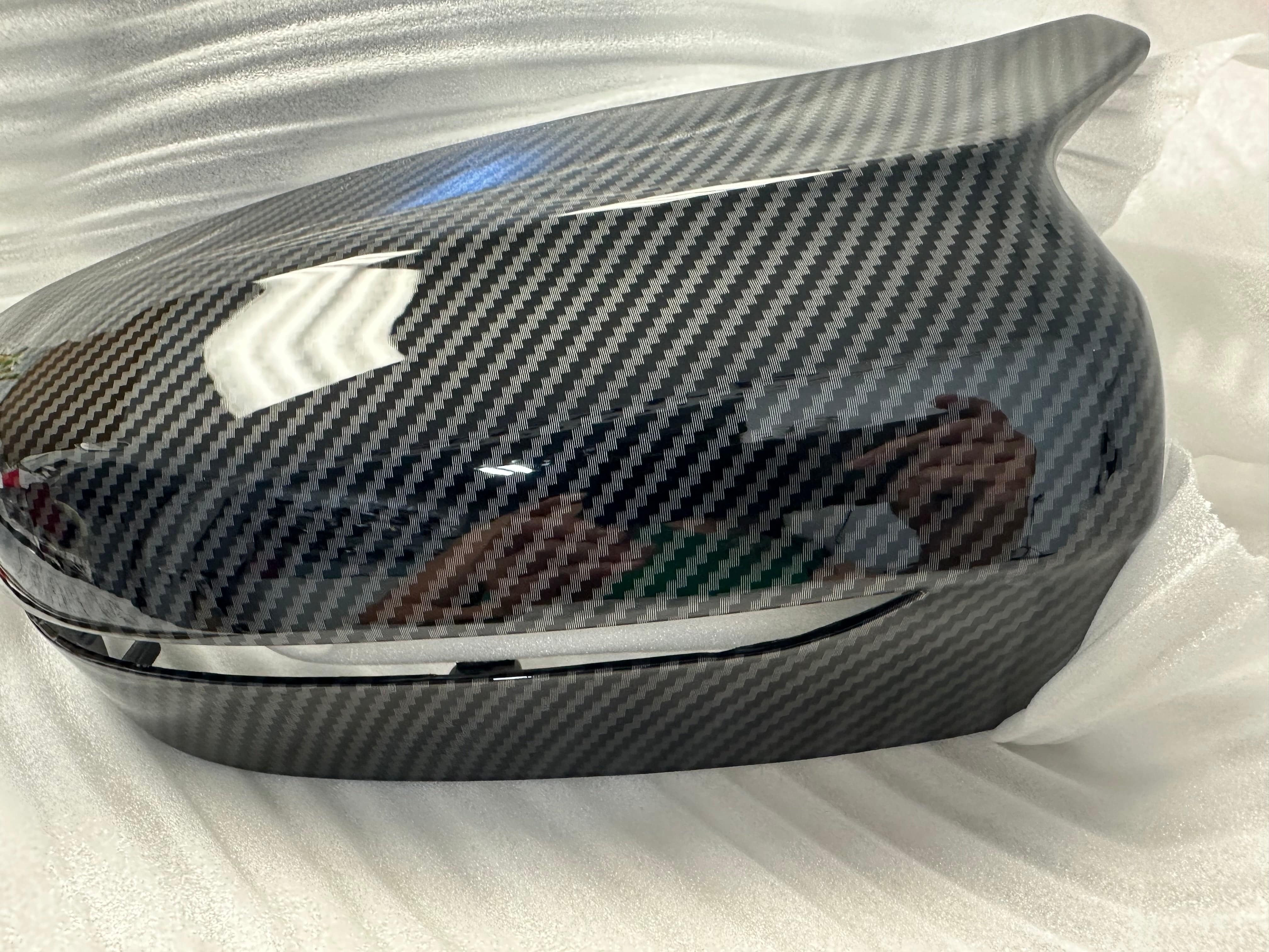 M Style Mirror Cover Caps for 2015-2024 BMW 3/5/7 Series (G20 G28 G30 G38 G11 G12) - Carbon Fiber Look Side Mirror Covers - Upgrade Your BMW's Exterior Styling for Sporty Look & Protection