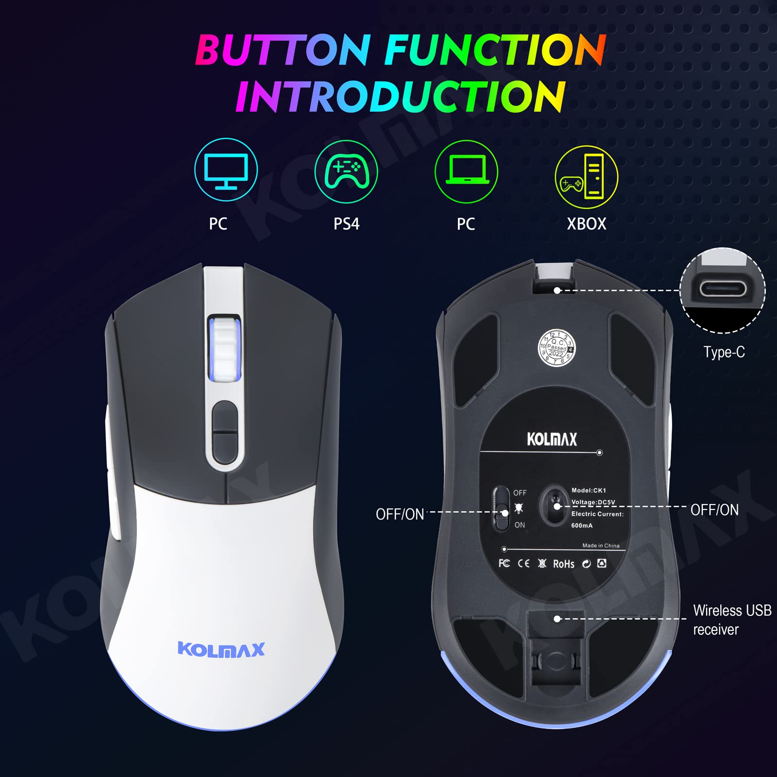 CK98 Wireless Gaming Keyboard and Mouse Combo - Rechargeable RGB Backlit Mechanical Feel Keyboard (98 Keys) & 3200DPI Gaming Mouse for PC/Mac - Grey & White | Perfect for Esports, Streaming & Office Work