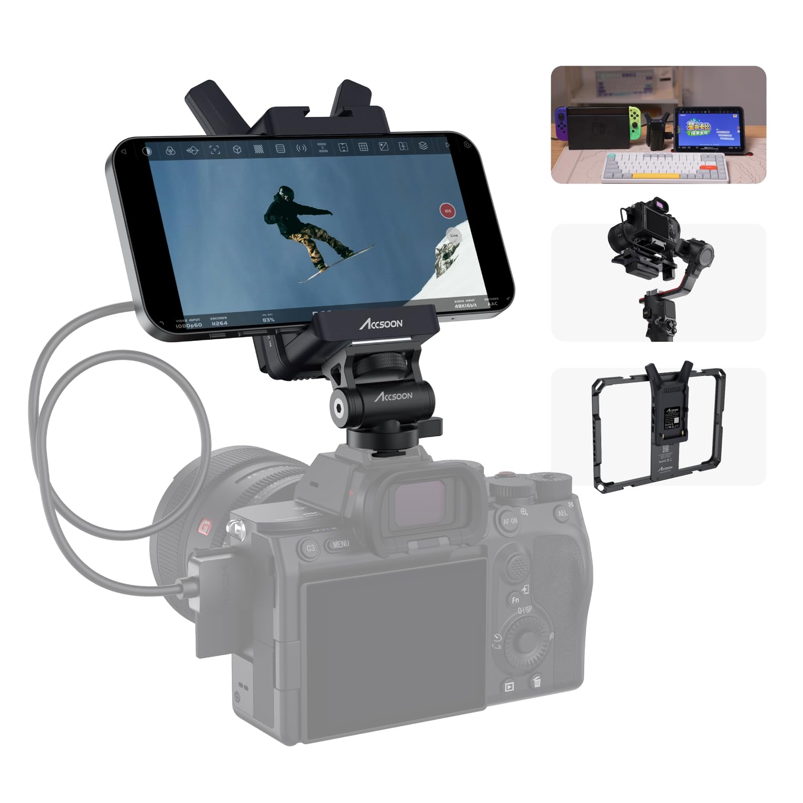 Accsoon Mini CineView Nano Wireless HDMI Video Transmitter for DSLR Cameras & DJI RS2/RS3/RS3 Pro Gimbals - 5G Wireless Transmission, 500ft Range, 0.06s Low Latency, 4 App Monitoring - Perfect for Live Streaming, Film Production & Remote Monitoring