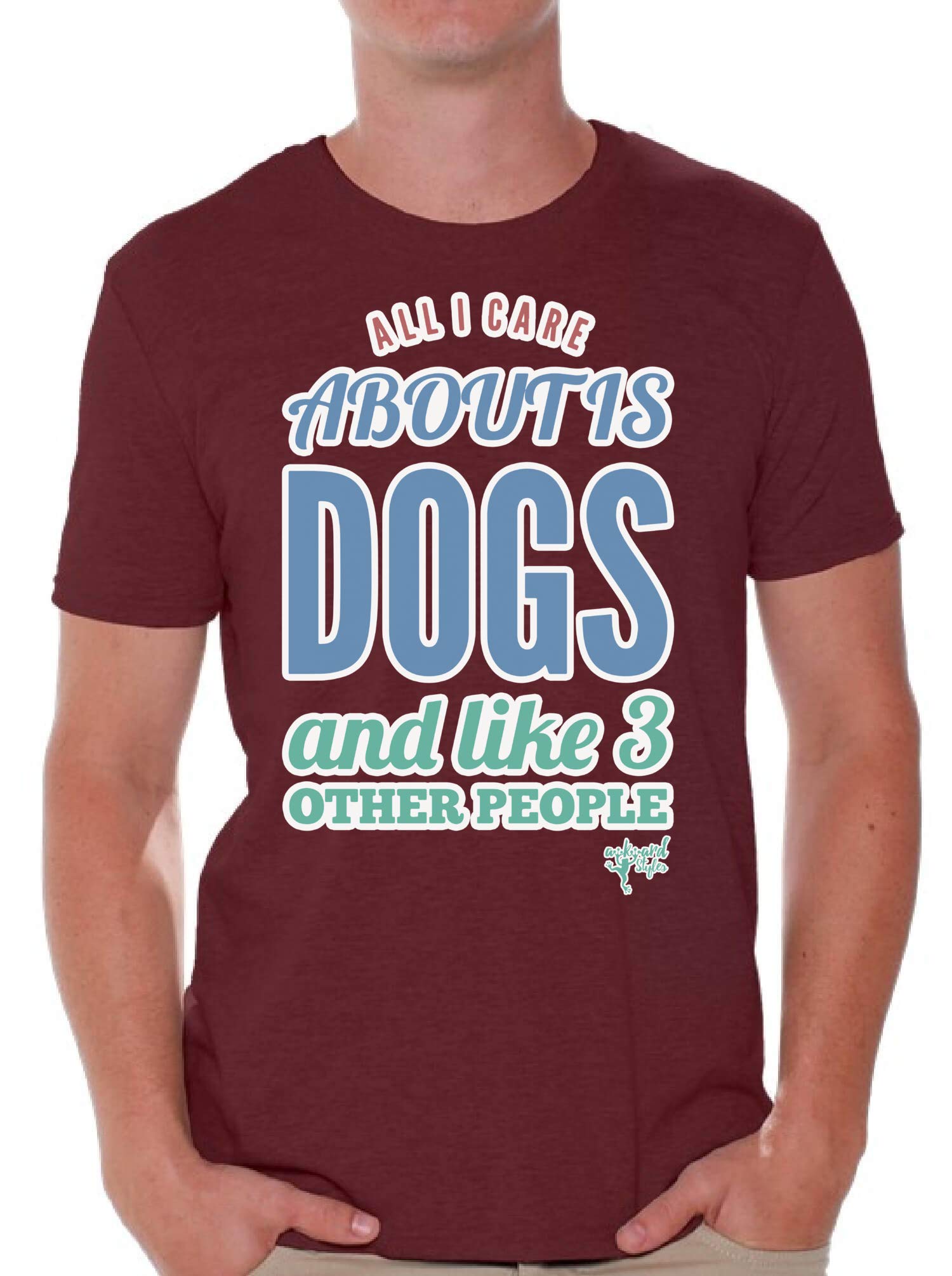 Funny Dog Lover T-Shirt - All I Care About is Dogs Graphic Tee with Free Bookmark - Perfect for Pet Owners & Dog Enthusiasts