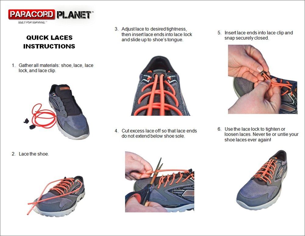 Paracord Planet Quick Laces - Elastic No-Tie Shoelaces for Running, Hiking & Sports | Durable & Adjustable Shoe Fastening System for Athletes & Active Adults | Perfect for Gym, Trail & Everyday Wear