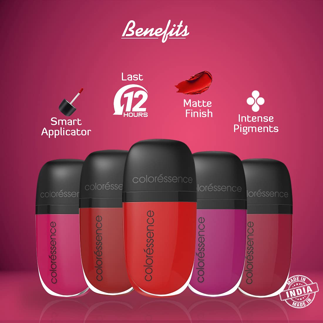 COLORESSENCE Intense Matte Liquid Lipstick - Long Lasting, Waterproof, Non-Sticky Formula (Candy Orange) | Free Matte Lip Color | Perfect for Parties, Date Nights & Special Occasions
