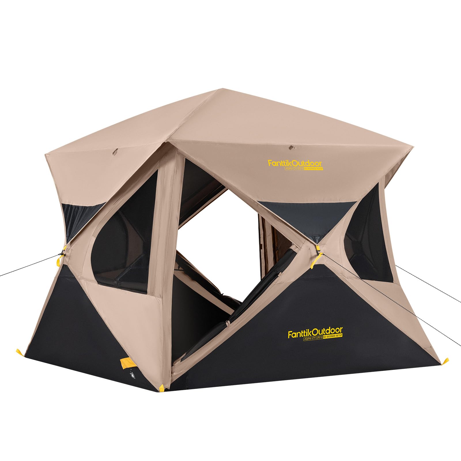 Fanttik Alpha C4 Ultra 4-Person Instant Pop-Up Camping Tent – Waterproof Rainfly & Windproof Design, Sets Up in 60 Seconds – Perfect for Family Camping, Hiking, Overlanding & Outdoor Adventures