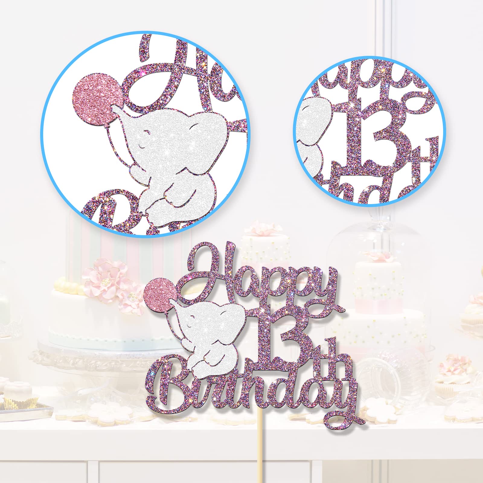 13th Birthday Cake Topper for Girls - Light Purple Cheers to 13 Years Party Decorations, 13th Anniversary Cake Decor Supplies | Perfect for Teen Birthday Parties, Sweet 16 Themes & Milestone Celebrations