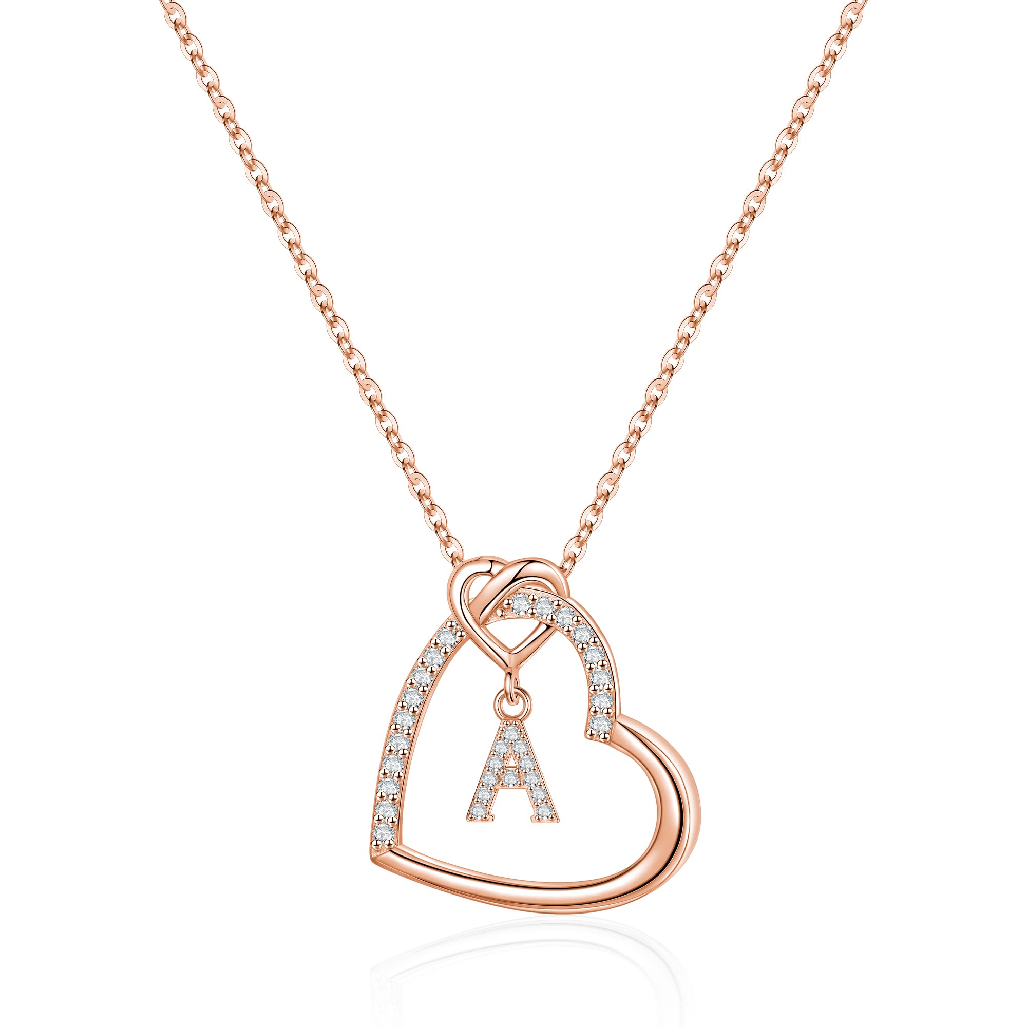 Elegant S925 Sterling Silver Heart Initial Necklace for Women & Girls - Personalized Letter Jewelry, Perfect Birthday Gift for Her, Mom, Wife, Girlfriend | Valentine's Day, Anniversary & Everyday Wear