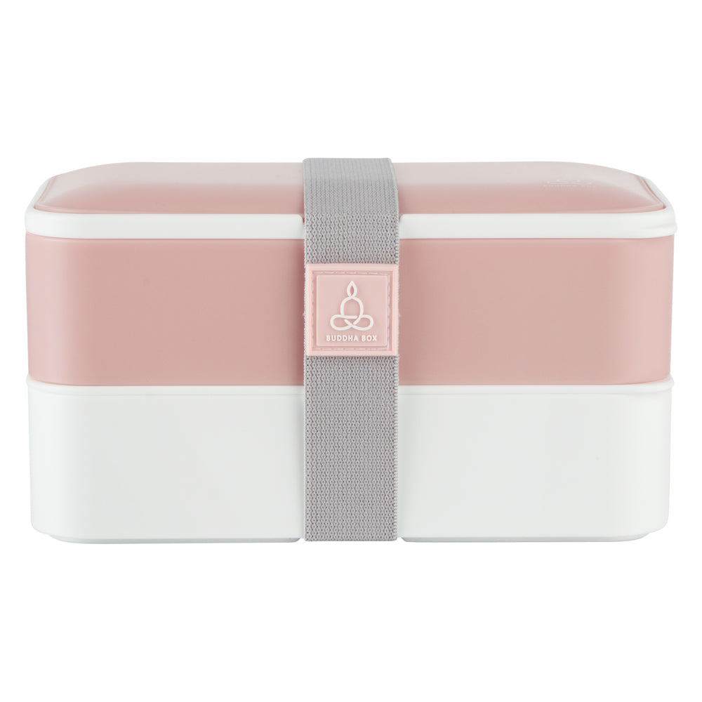Bento Tek 41 oz Pink and White Buddha Lunch Box with Utensils & Sauce Cup | All-in-One Meal Prep Container | 7.25