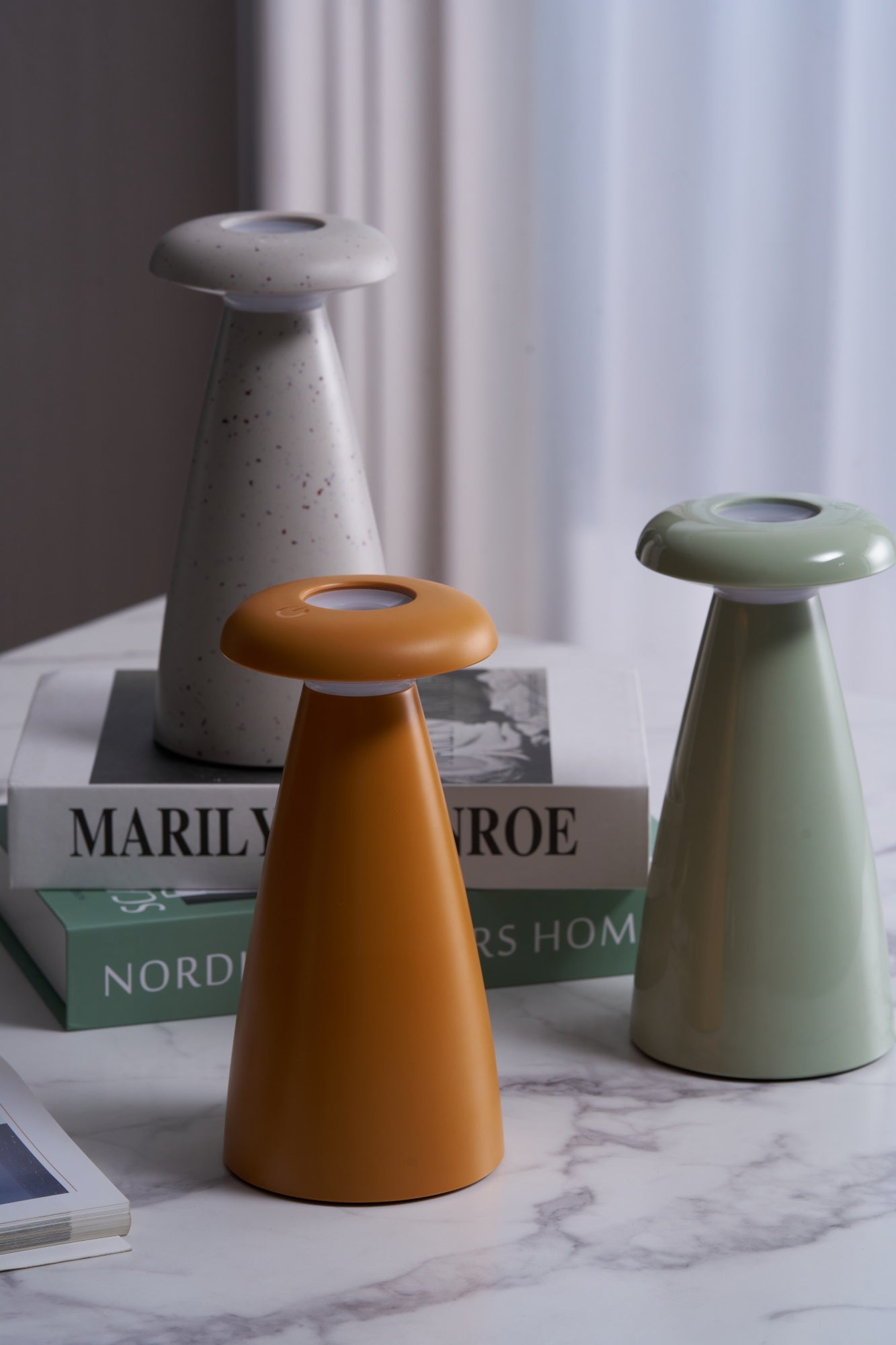 Noko Mushroom Rechargeable Table Lamp - USB-C LED Night Light for Bedroom, Nursery & Living Room - Dimmable Ambient Lighting for Reading & Relaxation