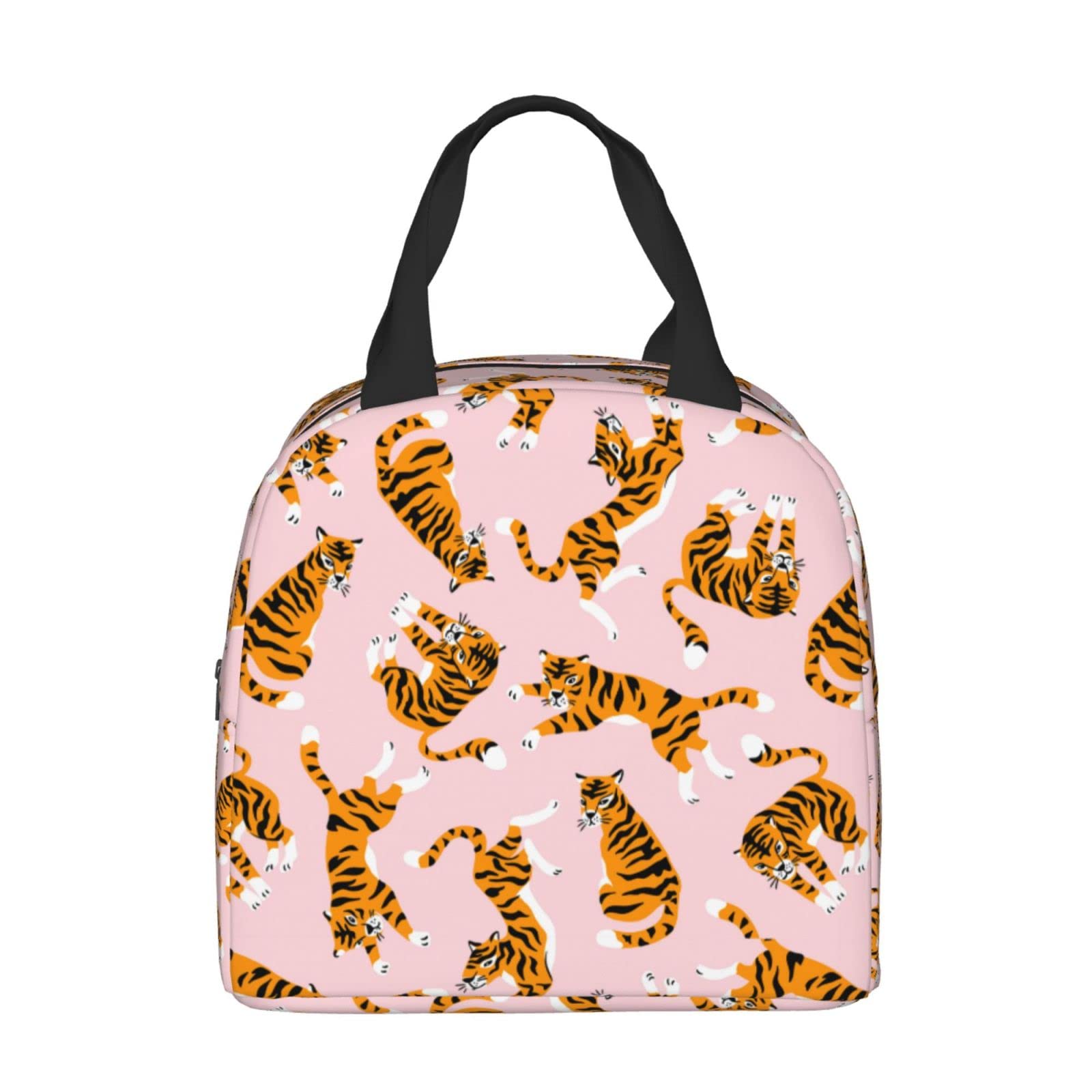 Pink Tigers Insulated Lunch Box for Kids - Reusable Thermal Lunch Bag for Boys & Girls, Perfect for School, Camping, Hiking, Picnic, Beach & Travel - Ideal for Keeping Meals Fresh On-the-Go