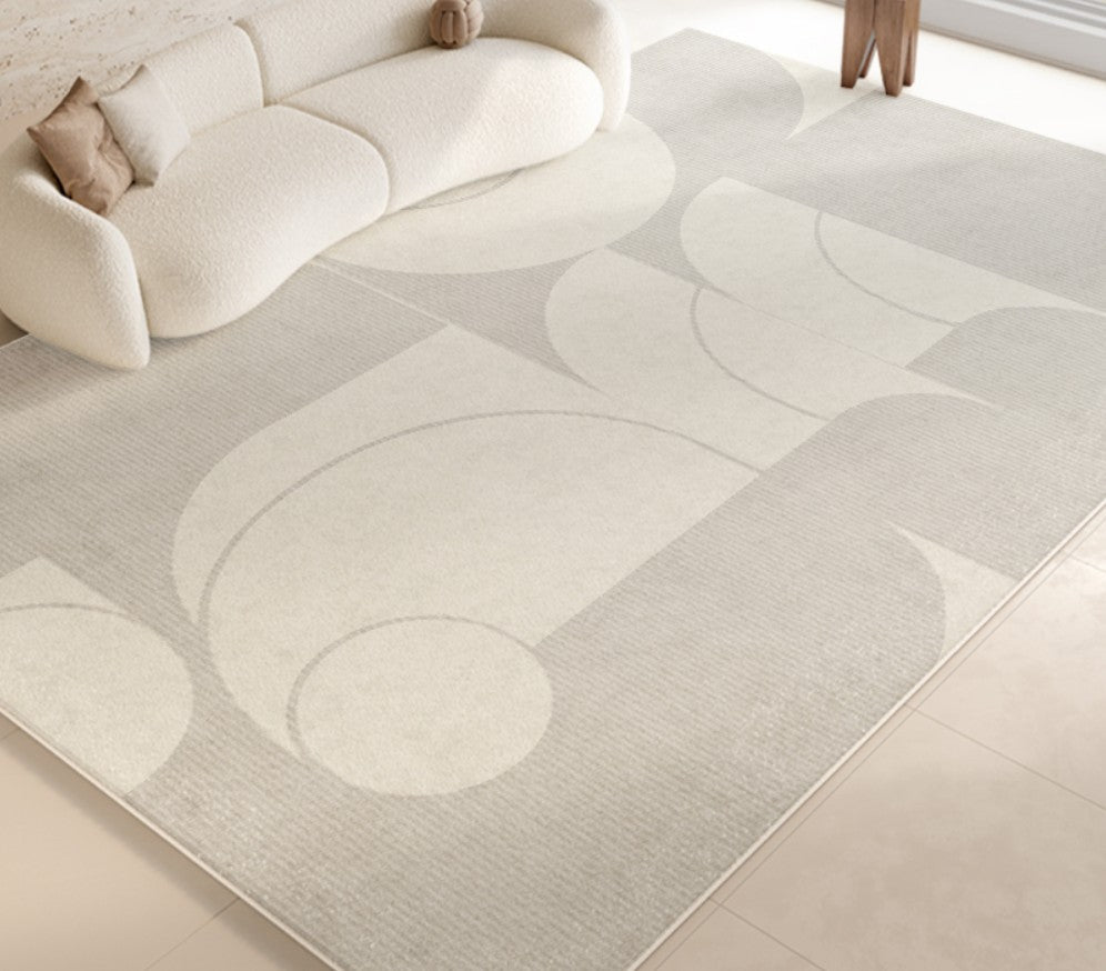 Abstract Contemporary Area Rugs - Soft Grey Modern Rug for Bedroom, Living Room, Dining Room & Office - Large Non-Slip Floor Mat Under Sofa - Home Decor & Workspace Accent