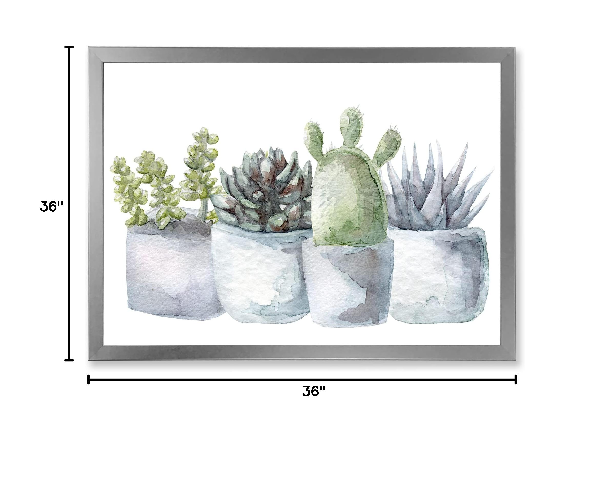 DesignQ Cactus and Succulent House Plants - Farmhouse Framed Wall Art Decor for Living Room, Bedroom & Office | Perfect Home & Gift Idea