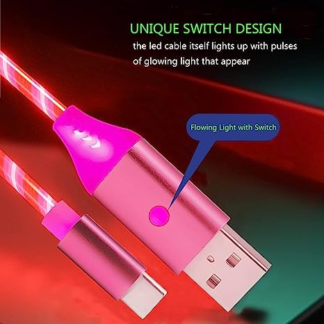 Glowing LED USB C Charging Cable - Fast Charging Power Cord for Sony WH-1000XM5, WH-1000XM4, WF-1000XM4 Headphones & More USB-C Devices | Perfect for Night Use, Gaming, Travel & Home Charging