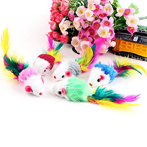 SXRC Interactive Cat Toys with Feather Tail - 3-Pack Furry Mice Rattles for Kittens, Fun Playtime & Exercise | Perfect for Indoor Cats, Boredom Relief & Bonding Time