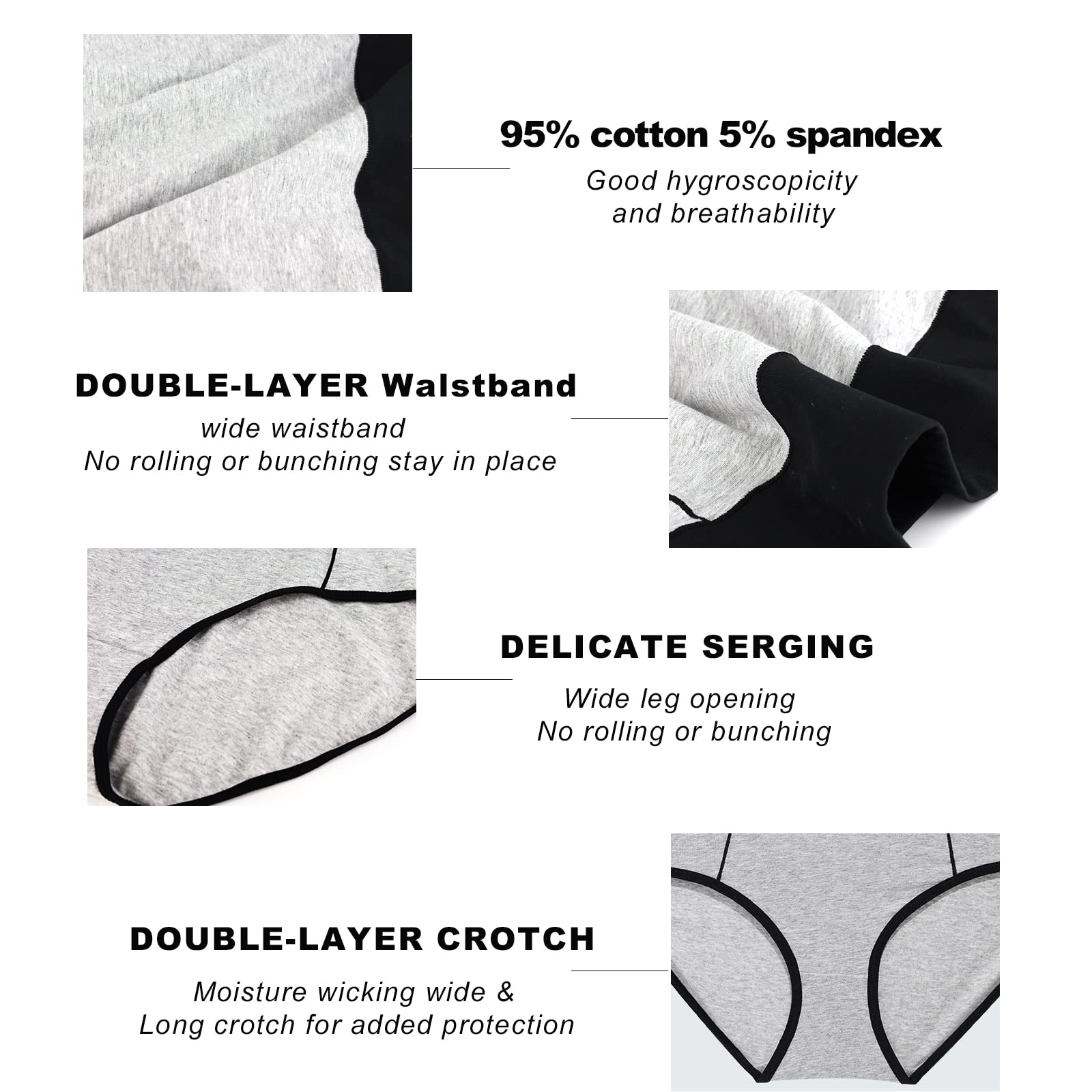 High Waisted Cotton Briefs for Women - Soft, Full Coverage Stretch Underwear - Breathable Panties in Regular & Plus Sizes - Perfect for Everyday Comfort, Workout & Lounge Wear
