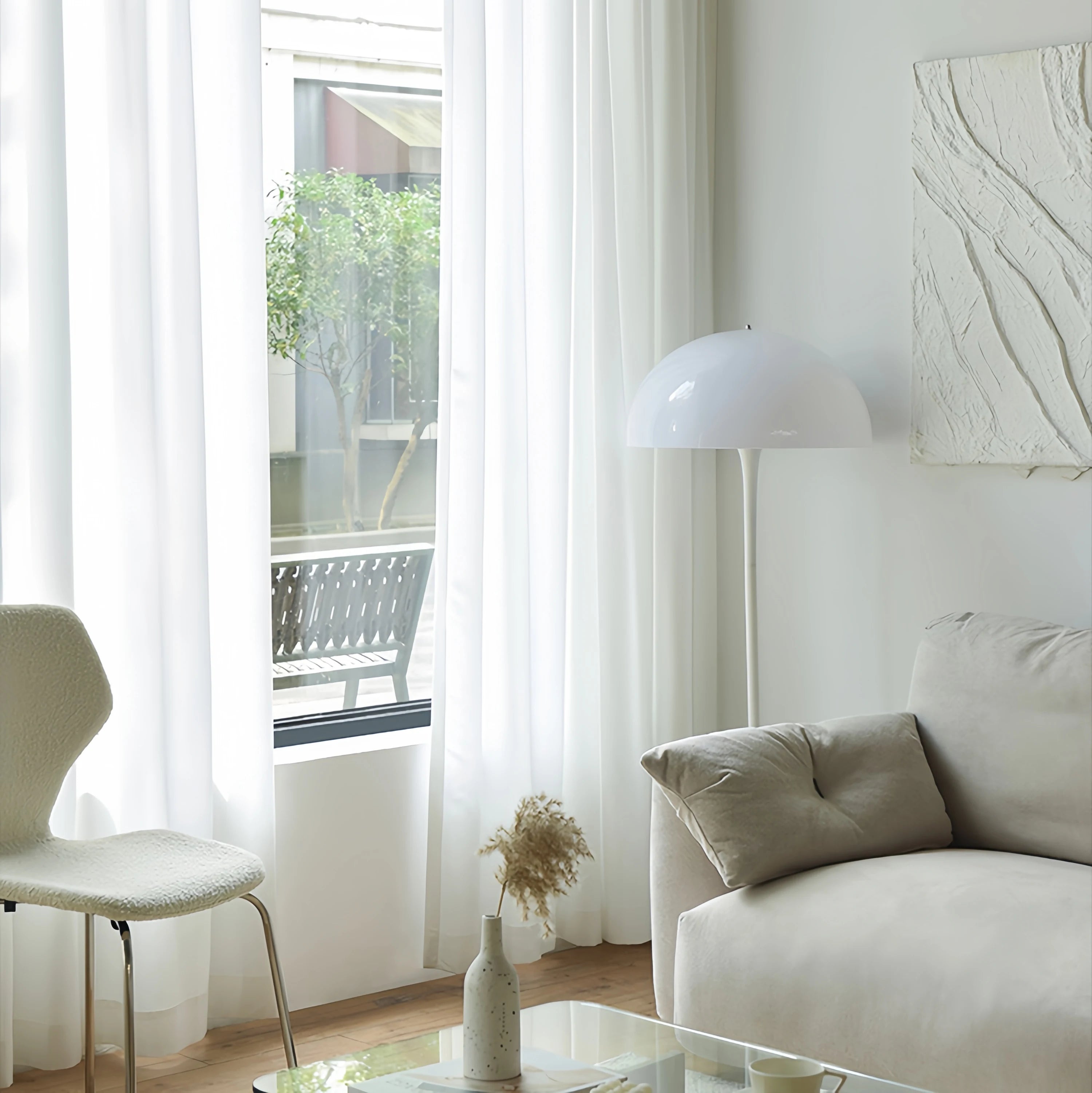 Ultra Scratch-Resistant Waterproof White Sheer Drapes - Lightweight Breathable Custom Curtains for Living Room & Bedroom | Pleated Design for Home Decor
