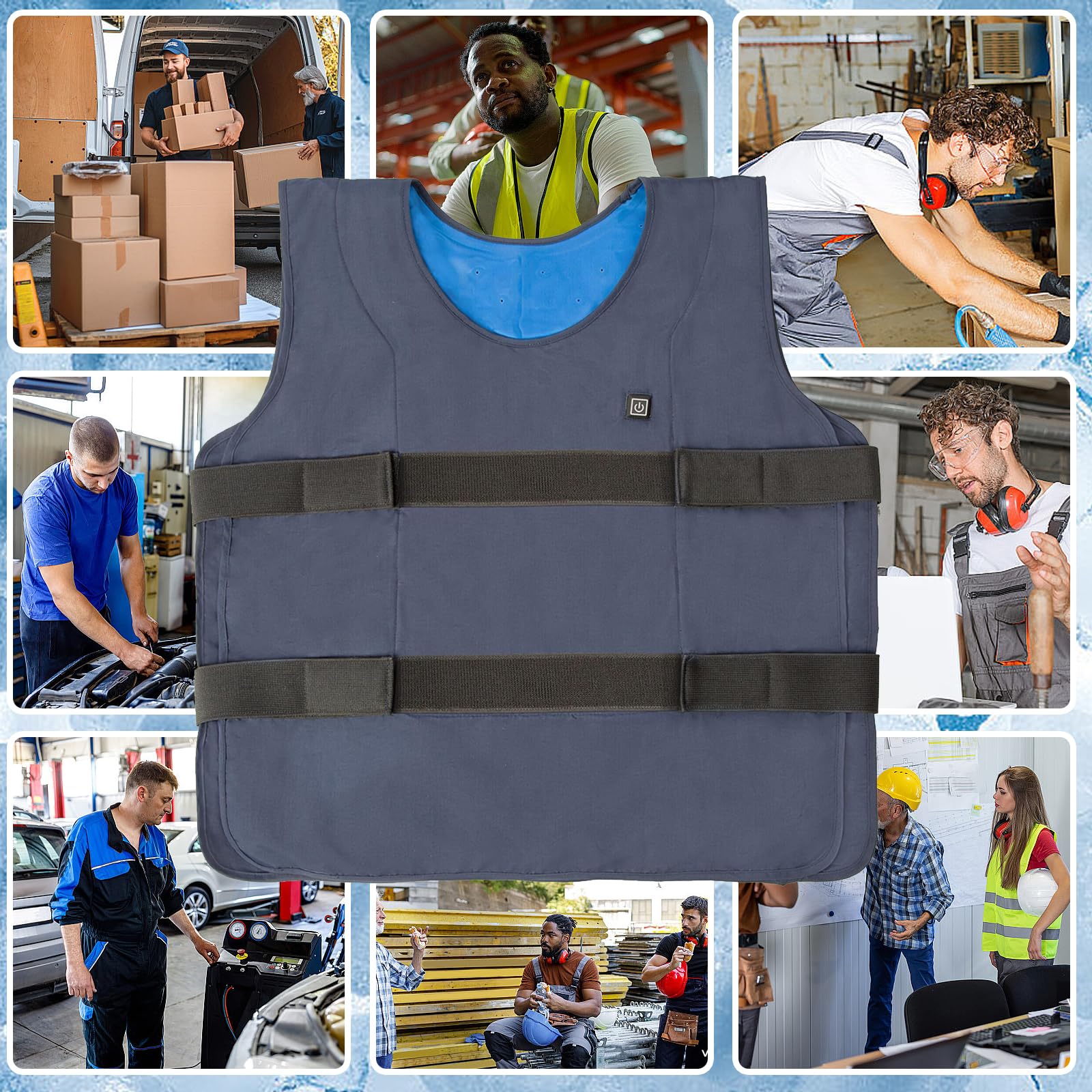 5000mAh Battery-Powered Ice Cooling Vest with 10 Cooling Packs - Stay Cool at 59°F for 2-5 Hours | Perfect for Outdoor Work, Construction & Summer Activities | Blue