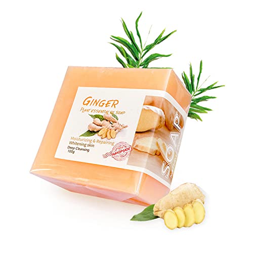Organic Ginger Soap for Lymphatic Detox & Drainage | Natural Ginger Bar Soap with Turmeric Essential Oil | All Skin Types | 2-Pack | Perfect for Post-Workout Recovery & Relaxing Bath Time