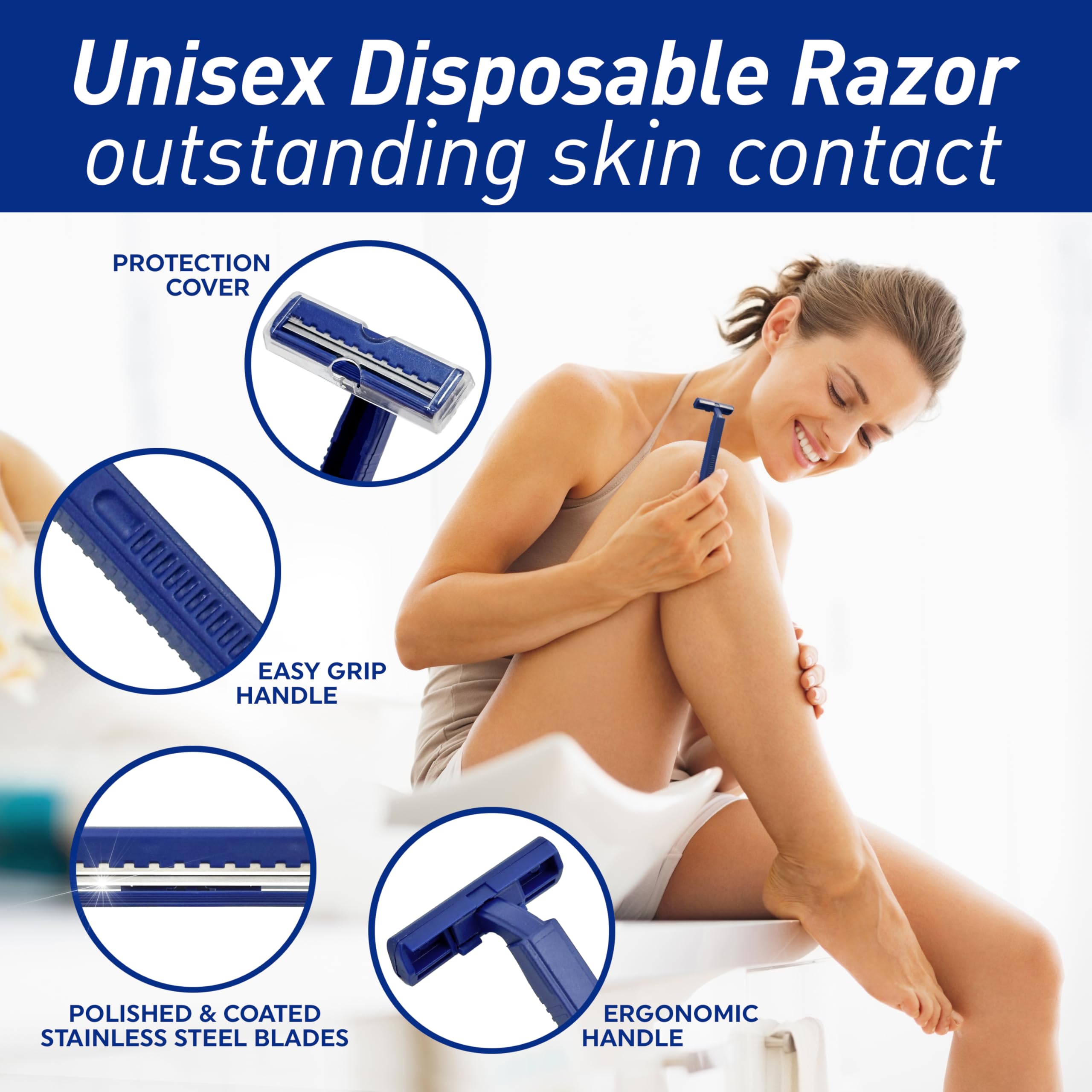 MED PRIDE Disposable Razors 10-Pack - Twin Blade Razors for Men & Women with Easy Grip Handle for Smooth Shaving - Perfect for Travel, Gym Bags & Home Use