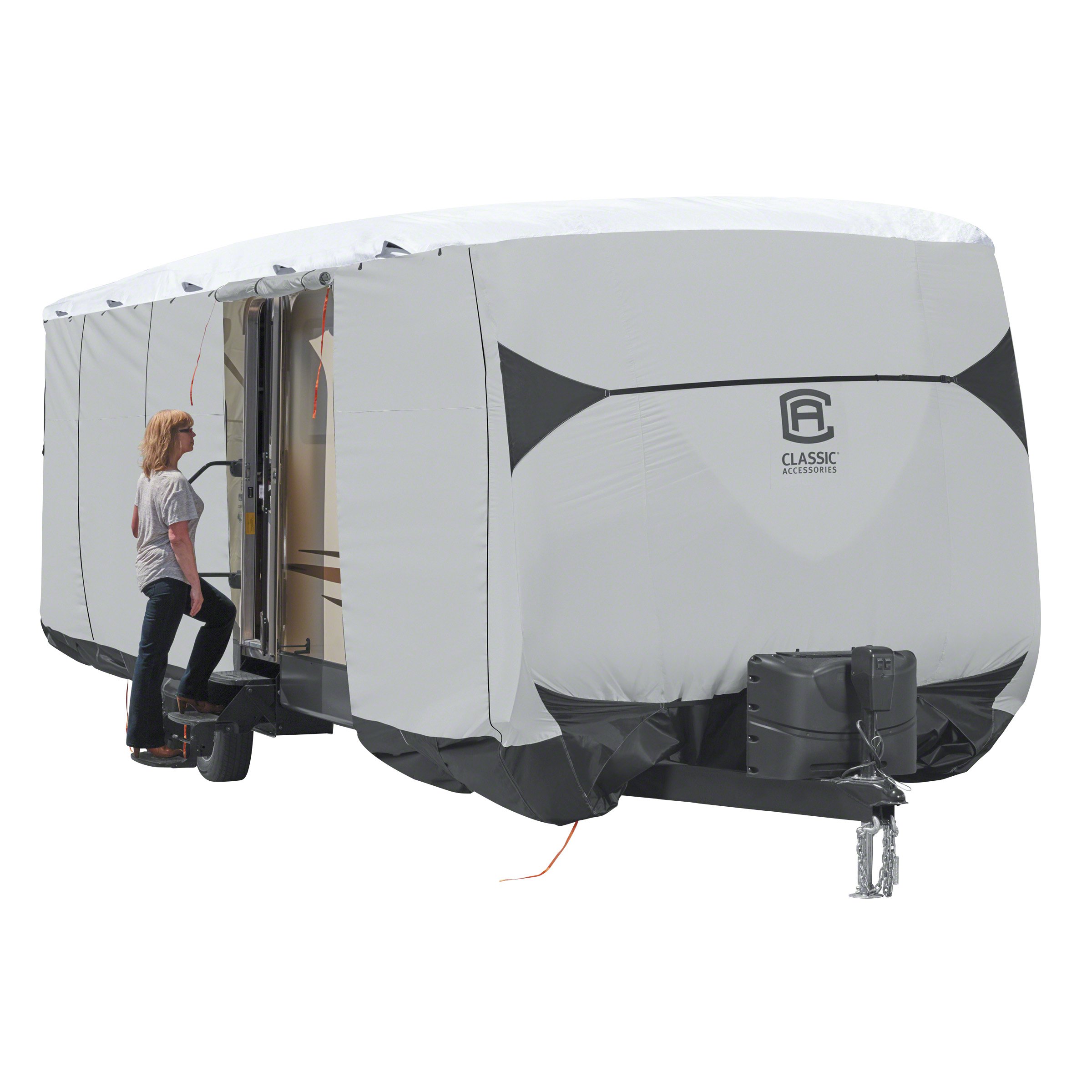 Classic Accessories SkyShield Travel Trailer RV Cover 15'-18' Waterproof UV Protection for Outdoor Storage & Travel