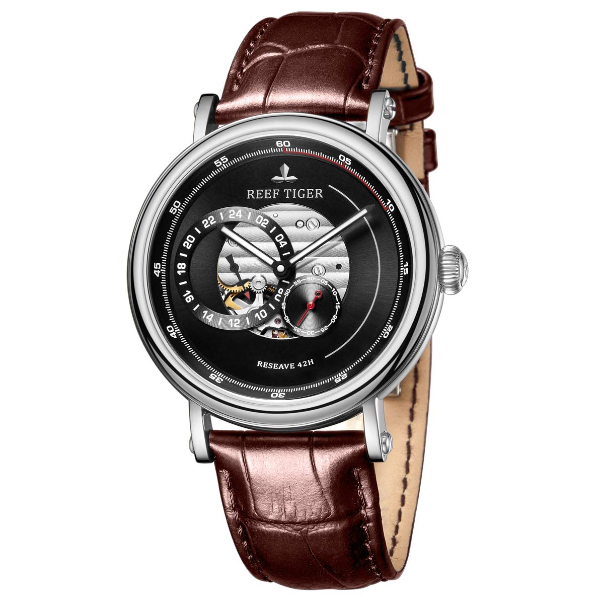 REEF TIGER Luxury Automatic Men's Watch - Waterproof Mechanical Watch with Stainless Steel Band, Date Display - RGA1617 Model - Perfect for Business, Formal Events & Everyday Wear