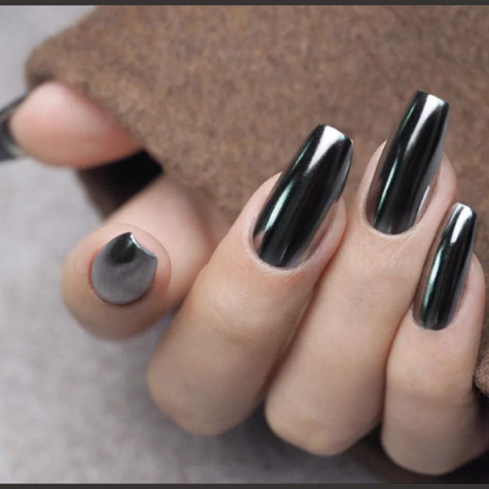24PCS HUJL False Nails Set - Metallic Silver & Rose Gold Ballerina Fake Nails for Women, European Square Shape Press On Nails for Party, Wedding, Prom & Special Occasions