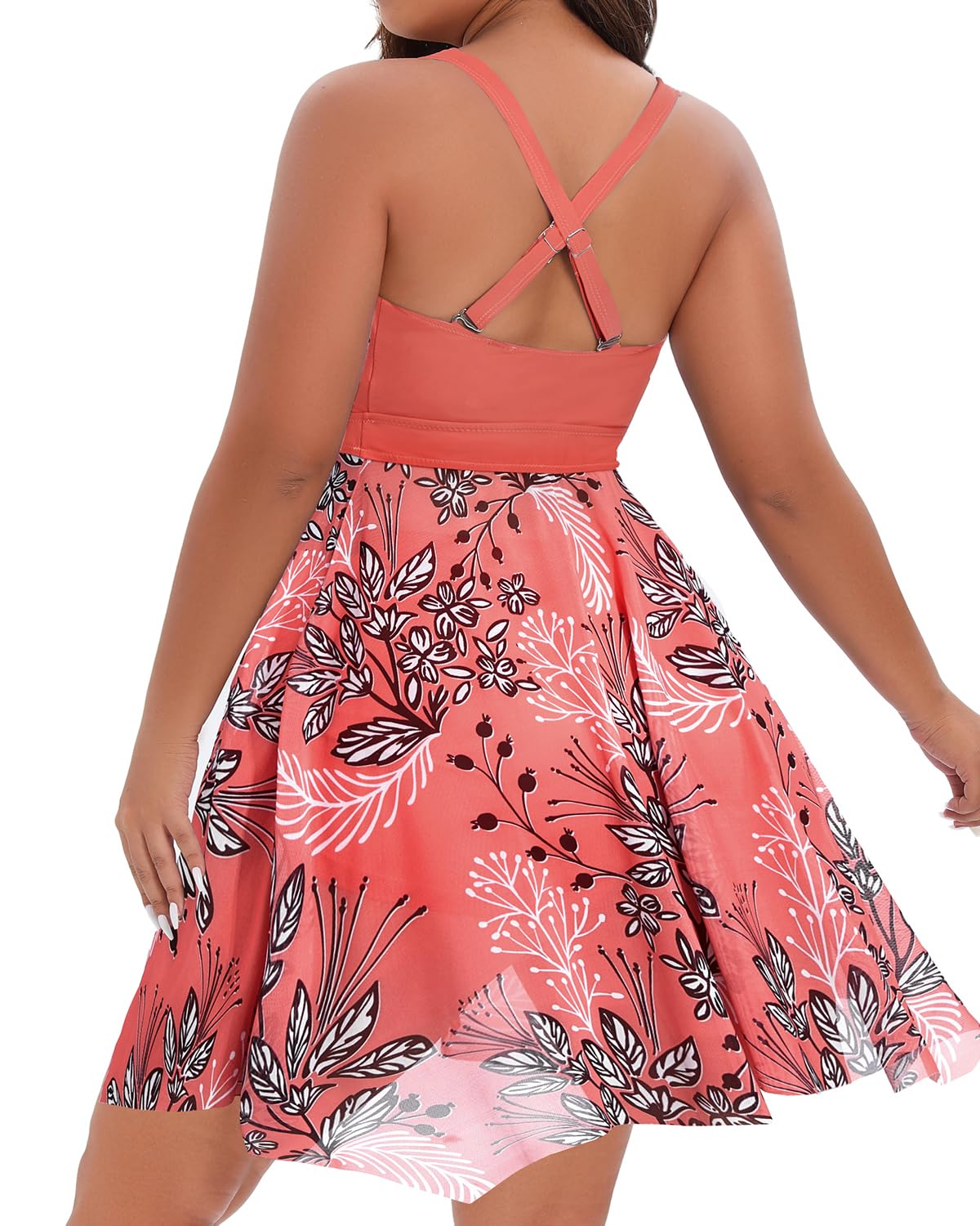 Daci Plus Size Two Piece Swim Dress with Boyshorts for Women - Mesh Swimsuits & Flowy Bathing Suits for Beach, Pool & Vacation | Comfortable & Stylish Swimwear