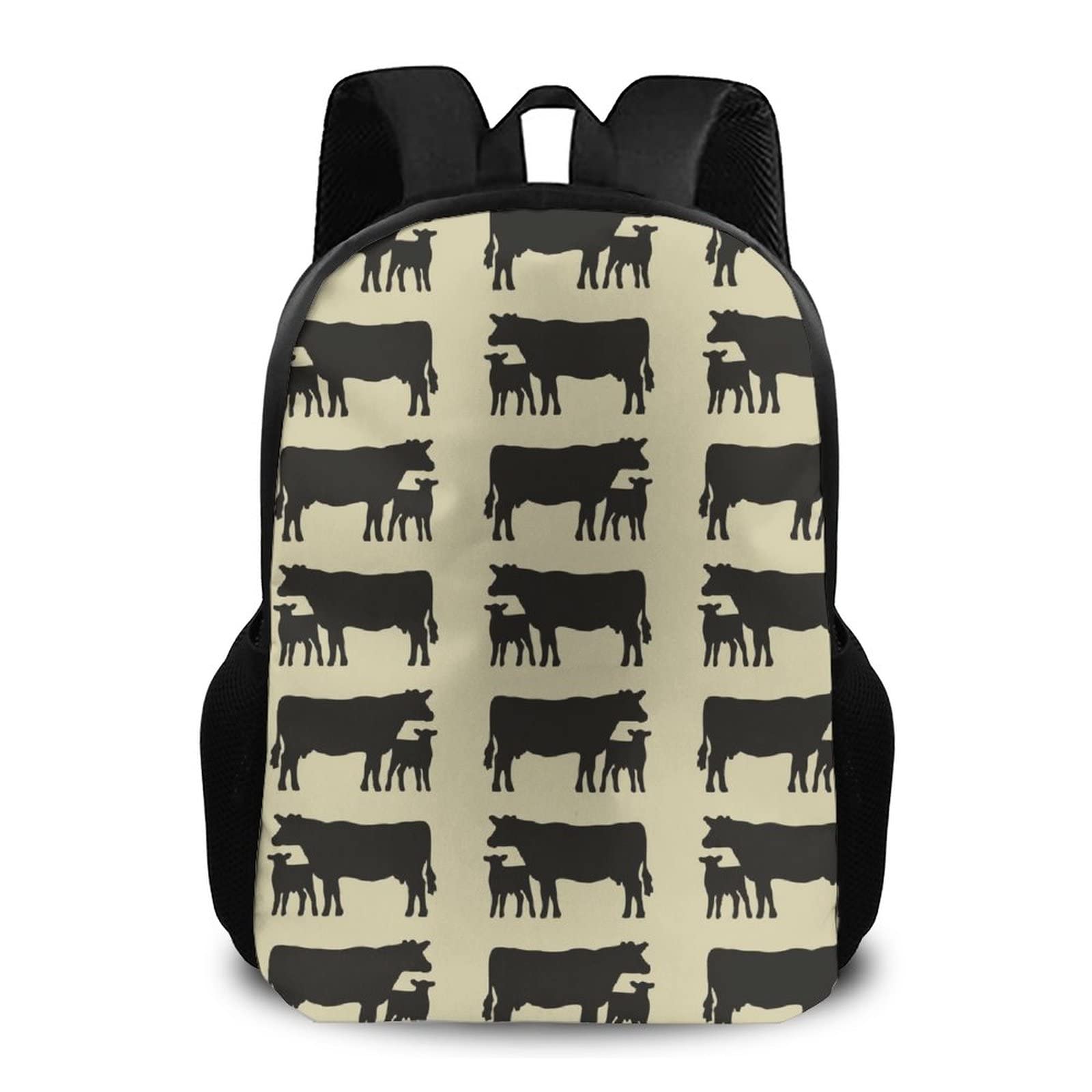 Stylish Water-Resistant Travel Backpack for Hiking & Daily Use - Durable Black Angus Cattle Print Daypack for Men & Women - Fits 15 Inch Laptop - Perfect for Work, School & Outdoor Adventures
