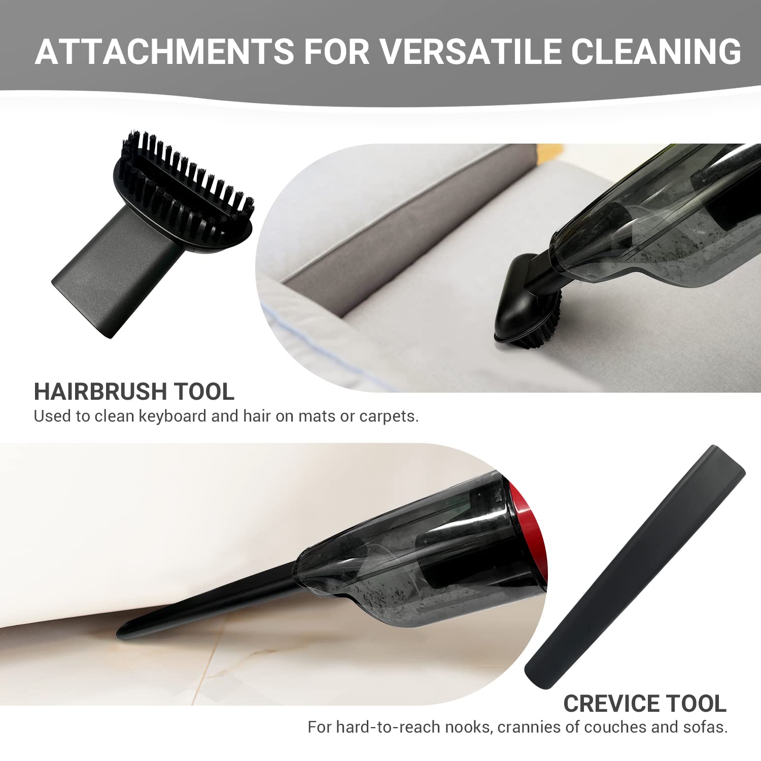 Rechargeable Handheld Vacuum Cleaner for Car & Home - Cordless Dust Buster with Powerful Suction, Crevice Nozzle & Cleaning Brush (Red) - Perfect for Pet Hair, Car Seats & Tight Spaces