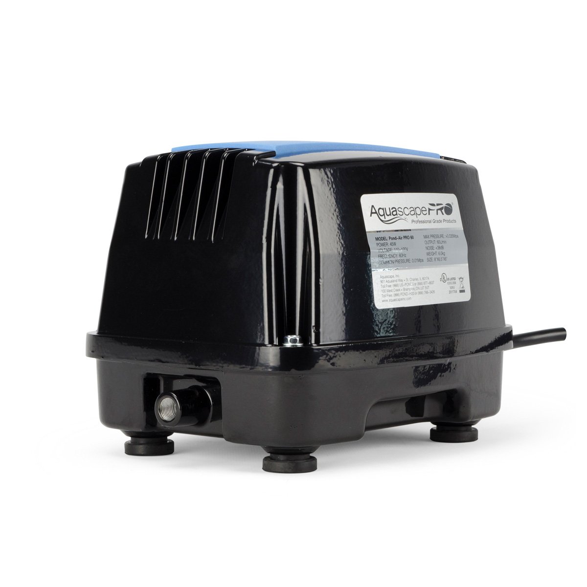 Energy Efficient Aquascape Pro Air 60 Outdoor Pond Aerator - Quiet Aeration Compressor for Koi Ponds, Water Gardens & Fountains | Durable Black Design for Year-Round Use