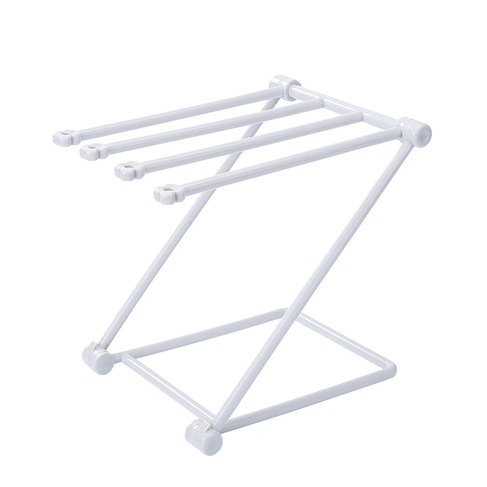 Multifunctional Collapsible Plastic Towel Rack - Space Saving Kitchen & Bathroom Organizer for Hanging Towels, Utensils & More (Grey, One Size) - Perfect for Small Spaces, Apartments & Dorm Rooms