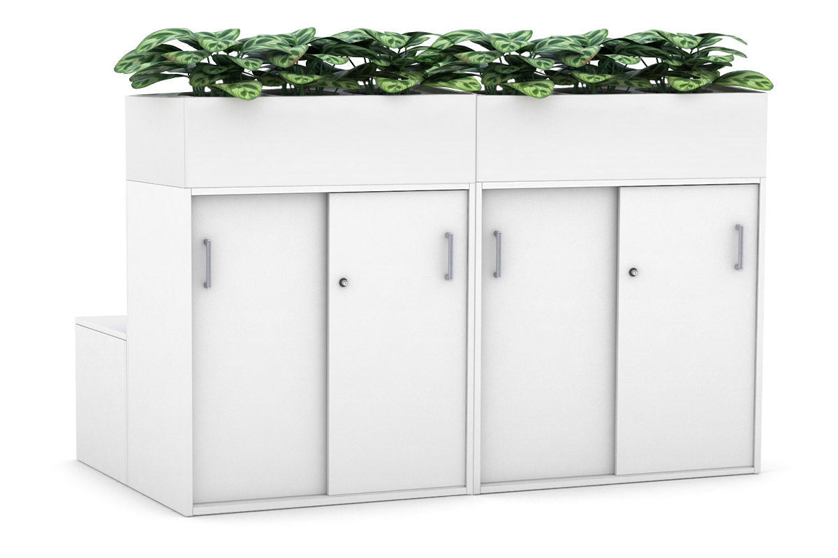 8-Door Booth Seat with Planter Box - Silver Handle for Restaurants, Cafes & Outdoor Dining Areas
