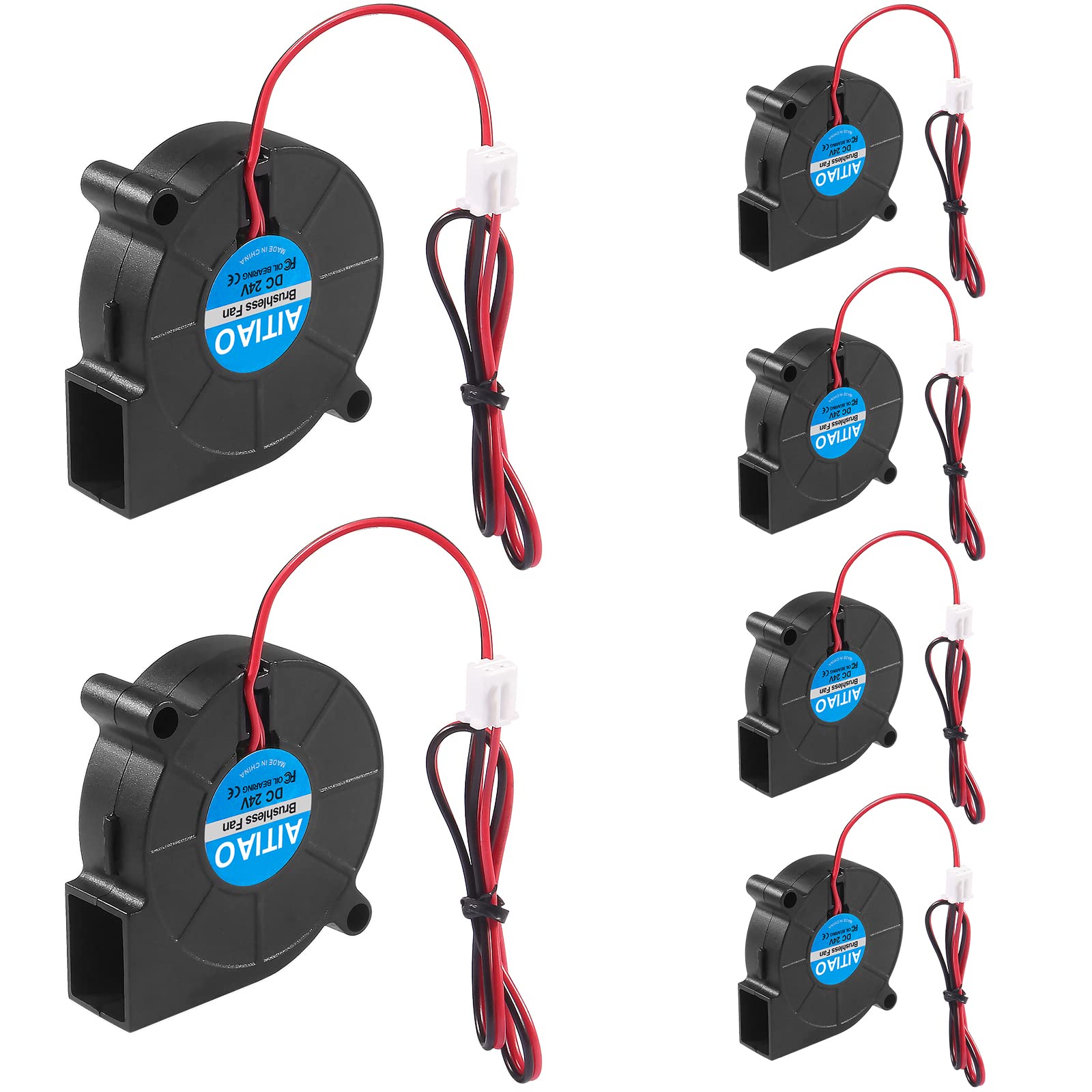 6Pcs 5015 Blower Cooling Fan - DC 24V 50x50x15mm Brushless Turbine Fan with 2Pin Connector for 3D Printer Hotend, Extruder & Heatsinks - High Performance Cooling Solution for 3D Printing & Electronics Projects