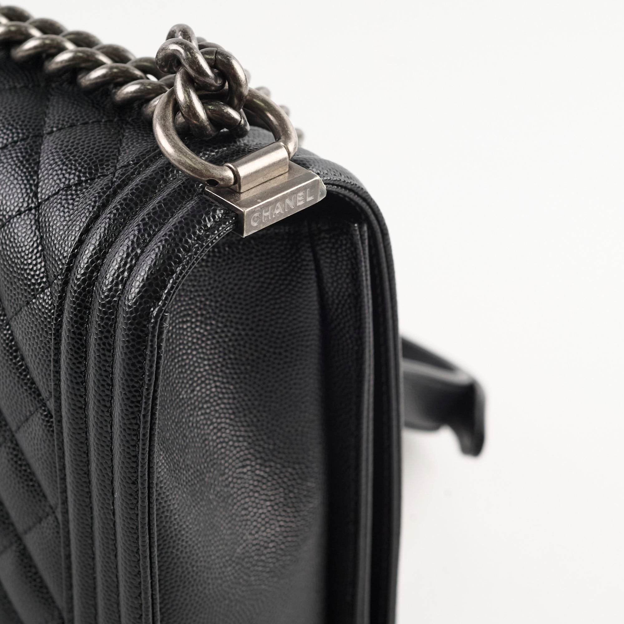 Chanel Caviar New Medium Boy Bag Black with Microchip - Luxury Handbag for Women, Perfect for Parties, Work & Everyday Use