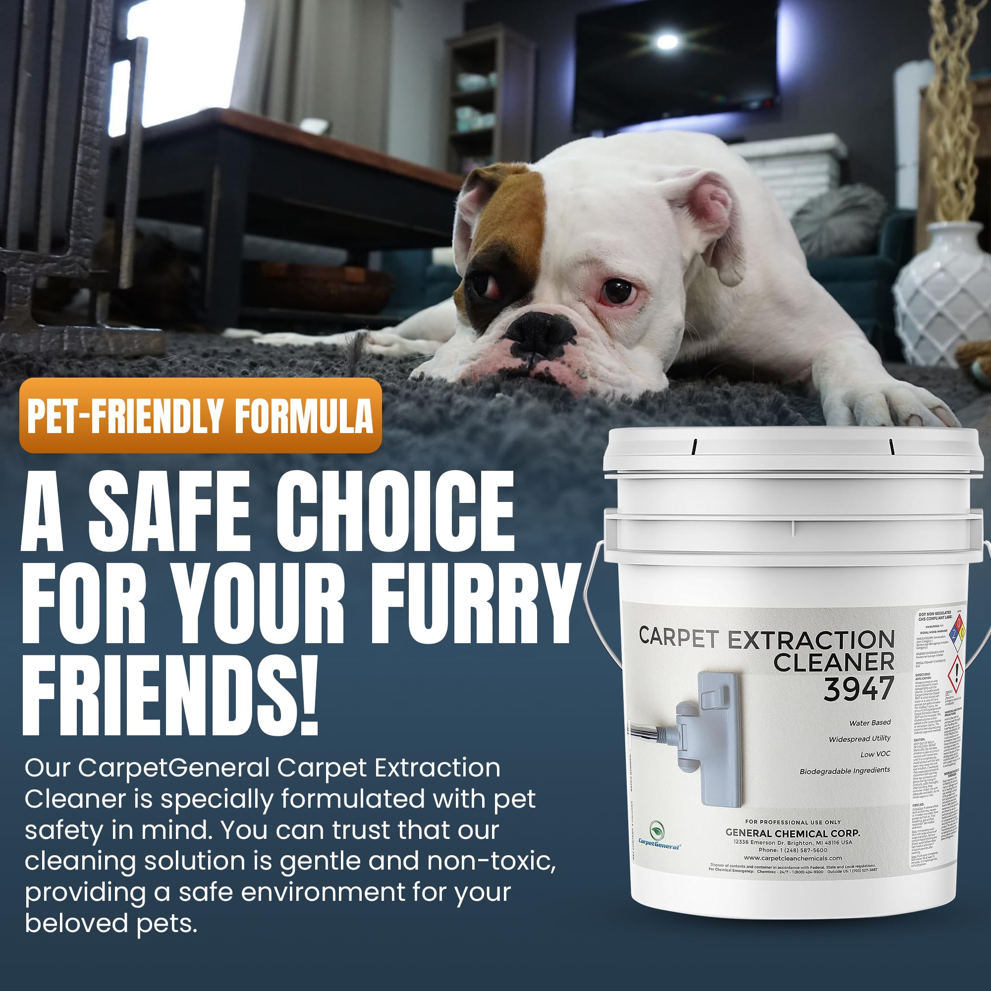 Professional Water-Based Carpet Extraction Cleaner Solution - Heavy Duty Deep Clean & Stain Remover for Machines | Pet-Safe Formula | Ideal for Residential & Commercial Use | Perfect for High-Traffic Areas, Pet Accidents & Tough Stains