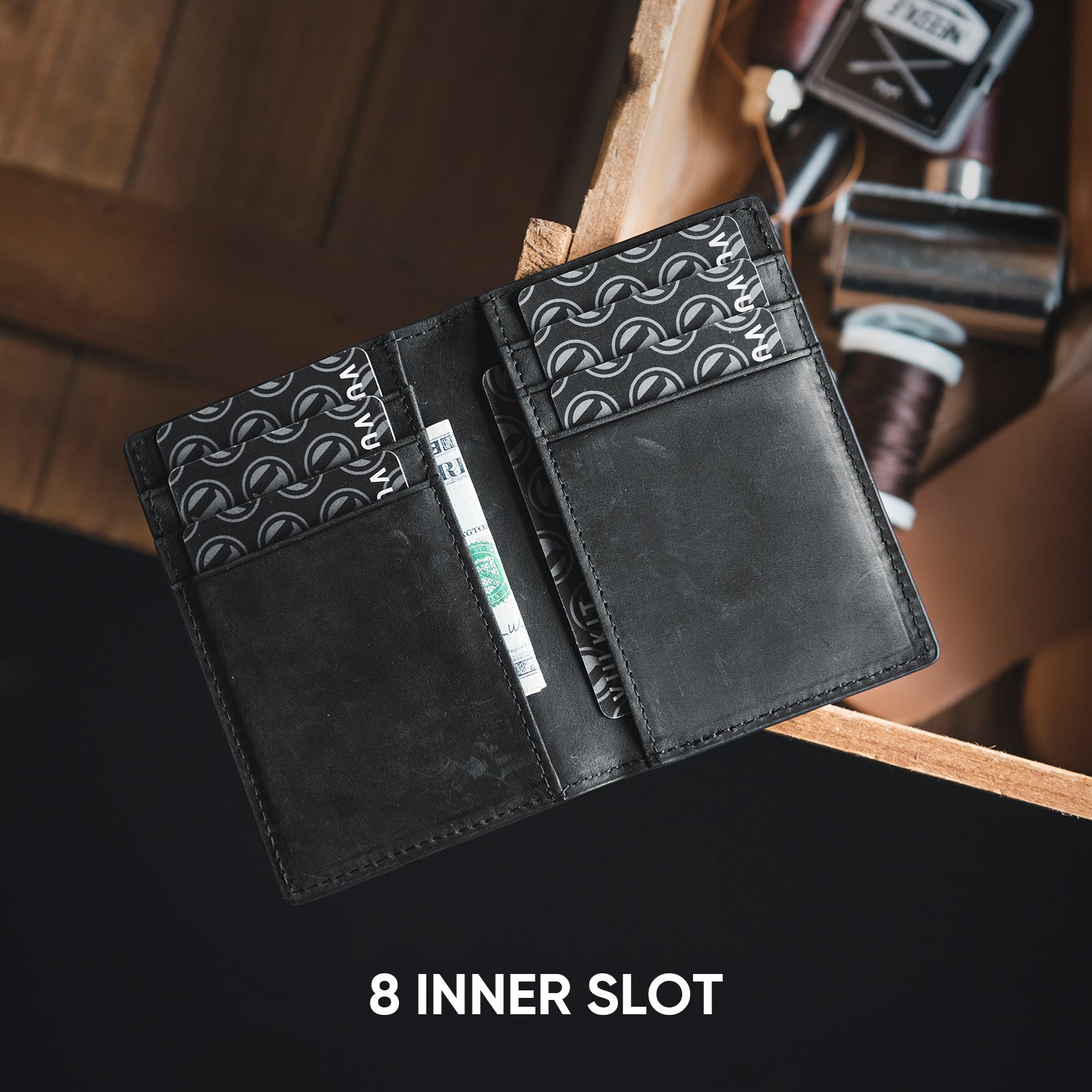 Genuine Crazy Horse Leather Bi-Fold Wallet for Men - 2 Card Slots & Banknote Pocket - Durable & Stylish Wallet for Everyday Use, Travel, and Business