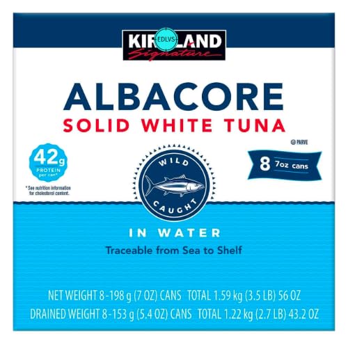 Premium Albacore Solid White Tuna in Water - Wild Caught, High Protein, Low Mercury - Perfect for Salads, Sandwiches & Keto Meals + Free EDLVS Sticker for Laptop & Water Bottle Decoration