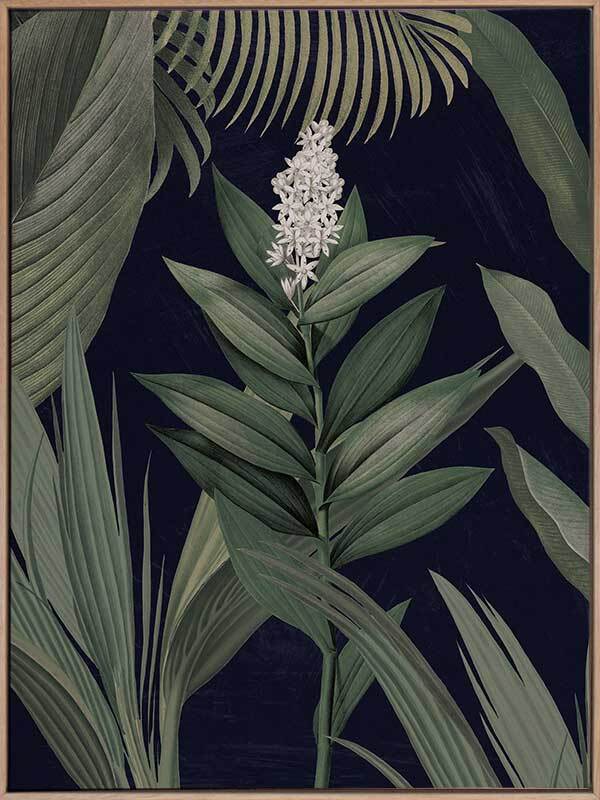 Dark Flora I Canvas Art Print - Modern Botanical Wall Decor for Living Room, Bedroom & Office - Handmade Nature Inspired Artwork