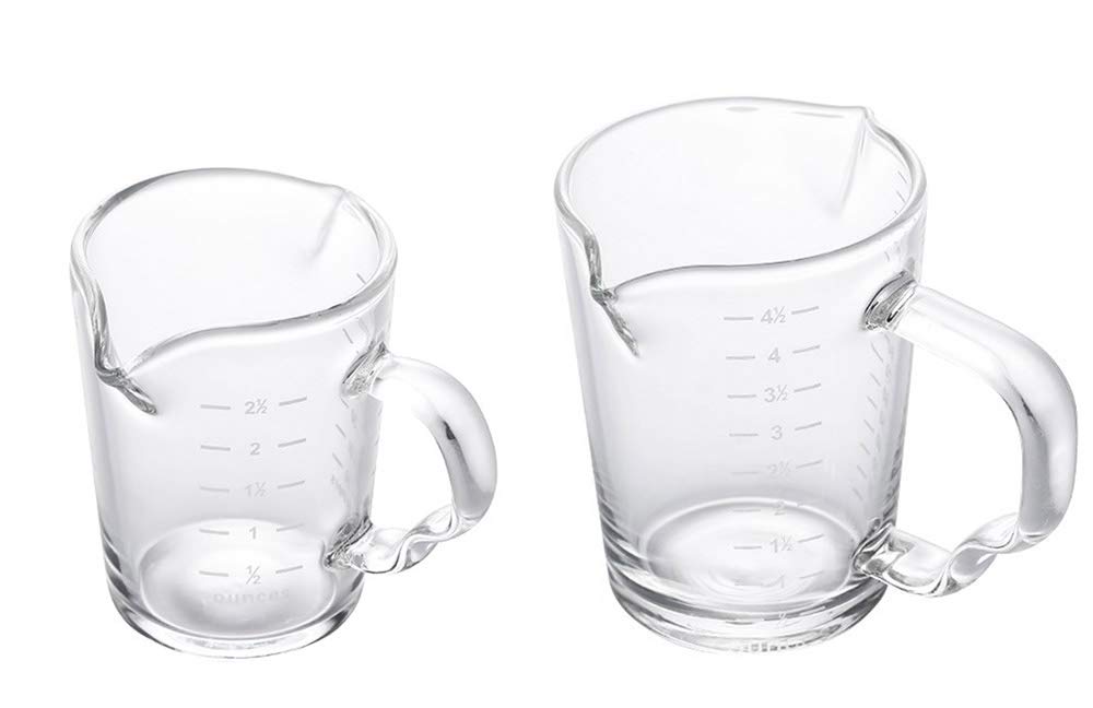 Mozacona 2 Spouts Glass Creamer Pitcher with Measurement Scale - Perfect for Coffee, Milk & Tea Serving - Ideal for Cafes, Restaurants & Home Use