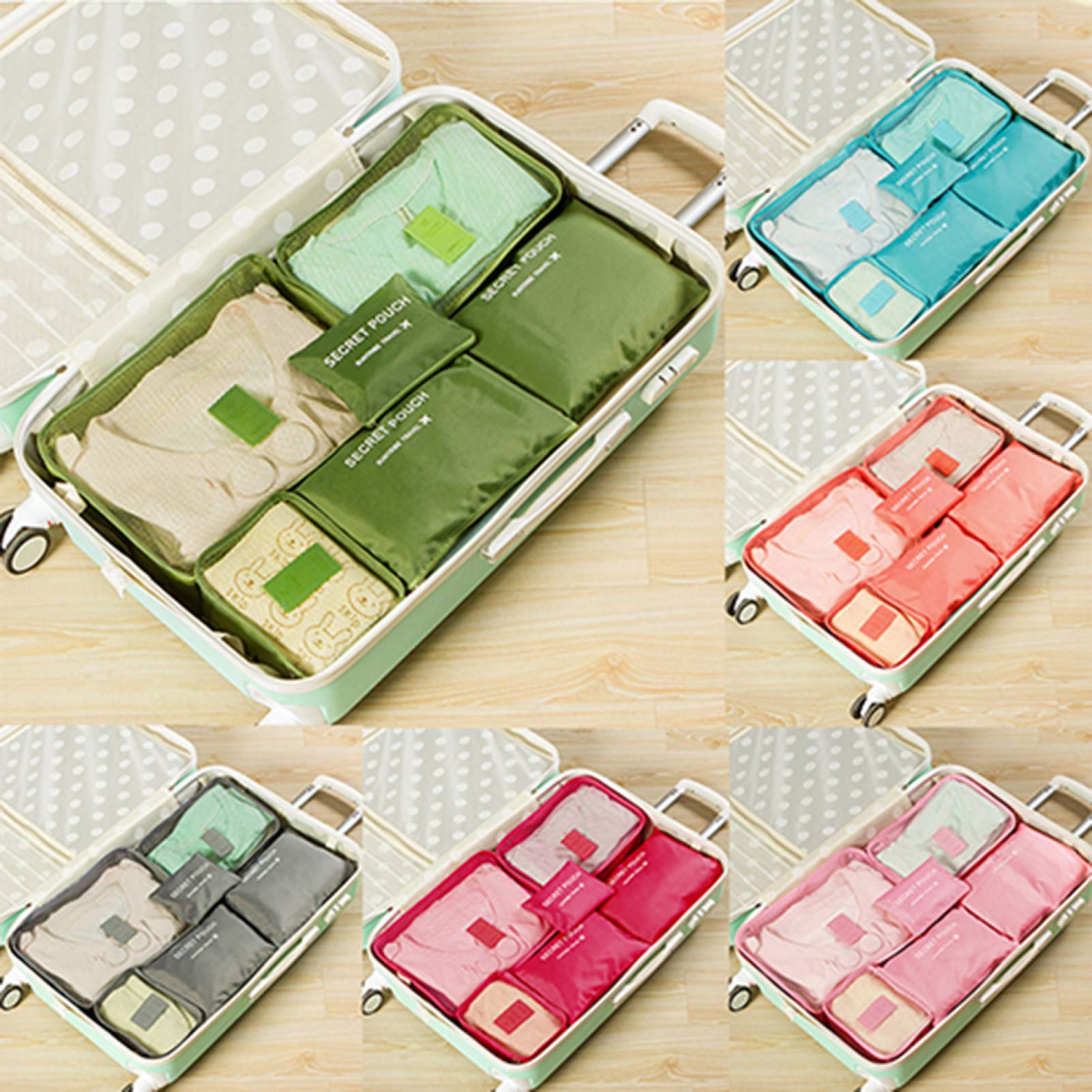 6-Piece Travel Luggage Organizer Set - Large Capacity Clothes Sorting Bags & Suitcase Pouches for Packing - Perfect for Business Trips, Vacations & Weekend Getaways